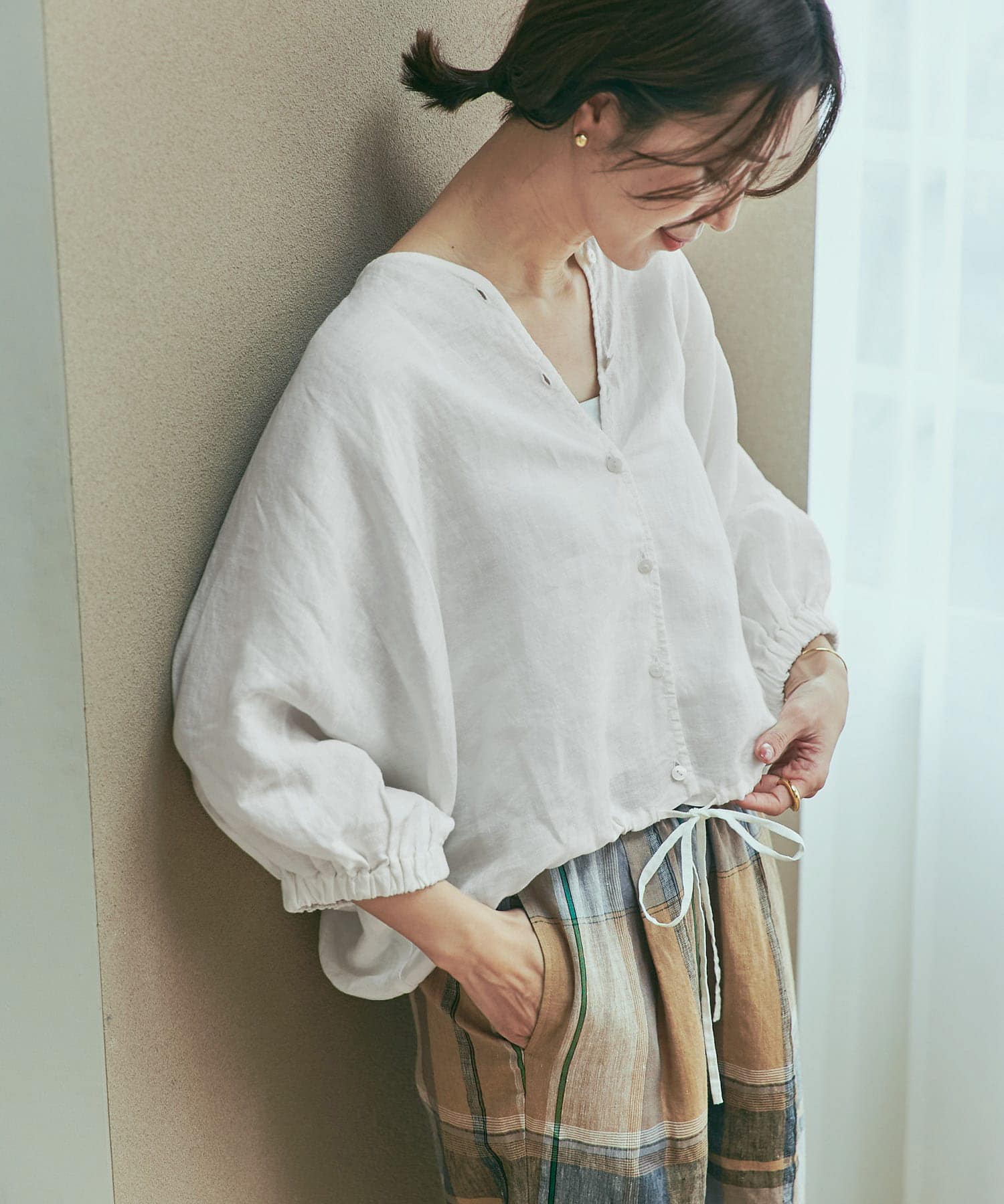 リネンドロストドルマンブラウス