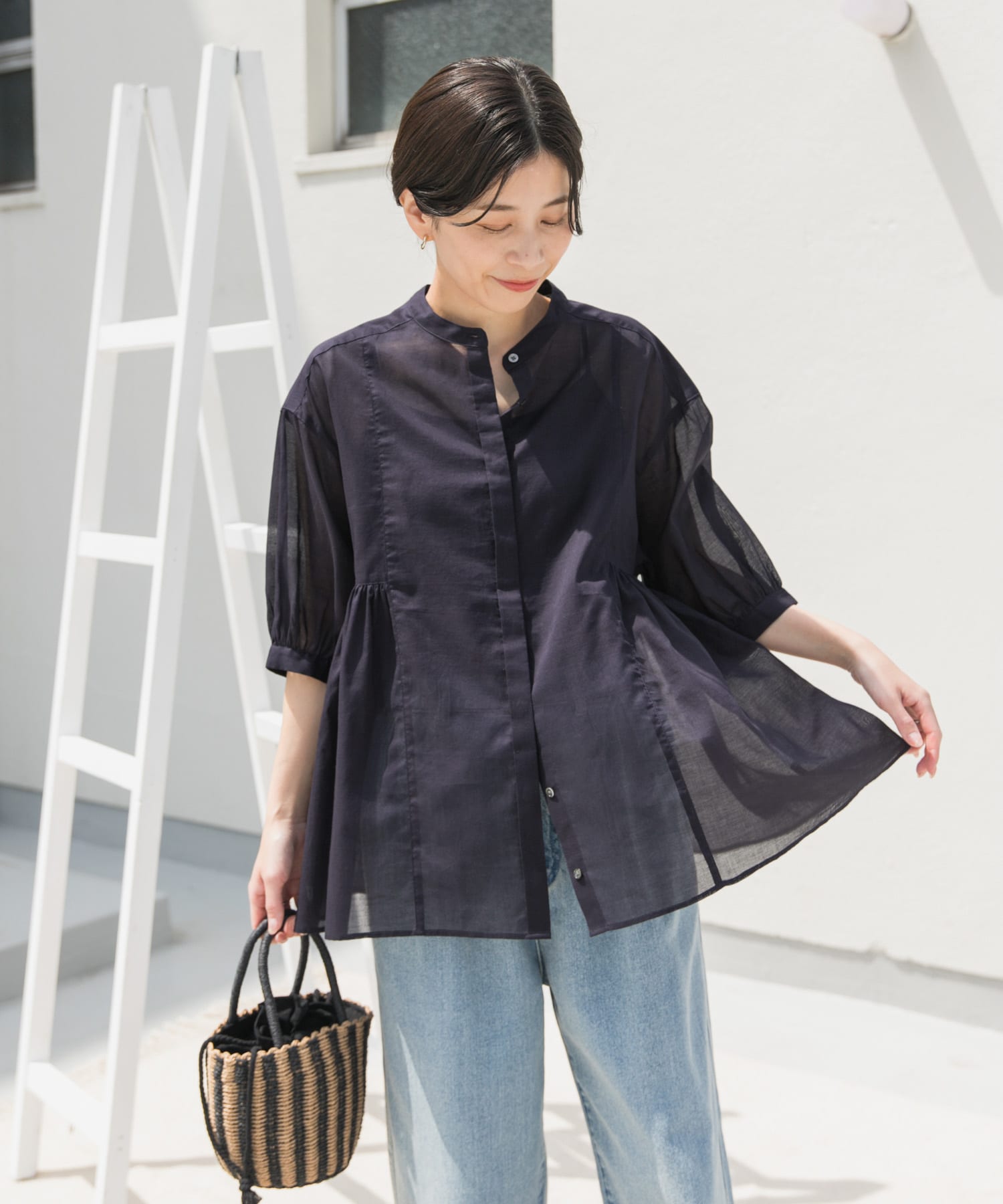 UR TECH』ボイルサイドギャザーブラウス(M CHERRY): トップス｜URBAN