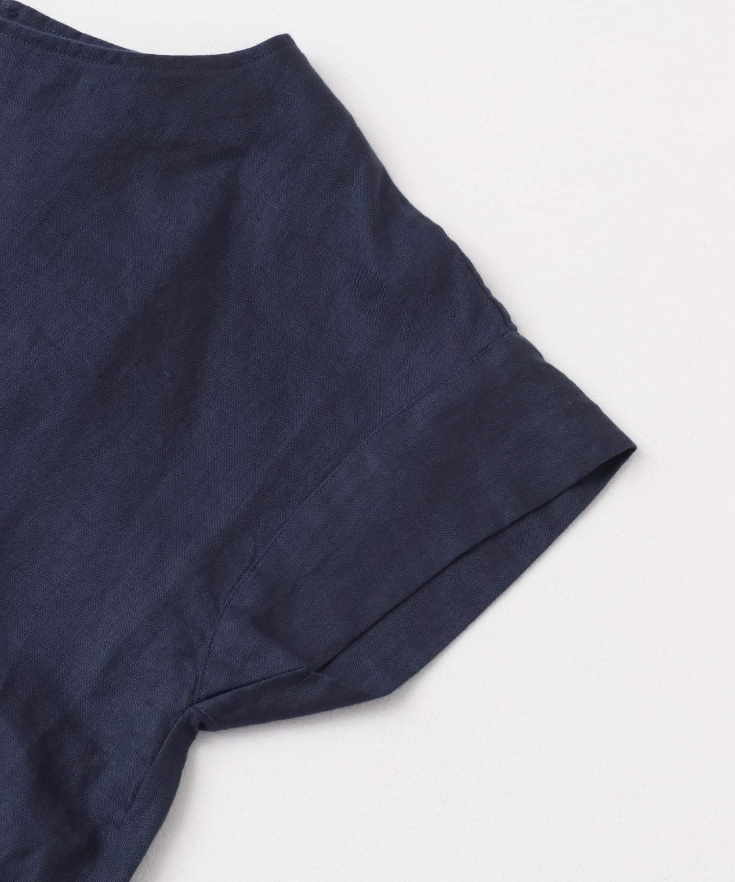 リネンバックタックブラウス NAVY M