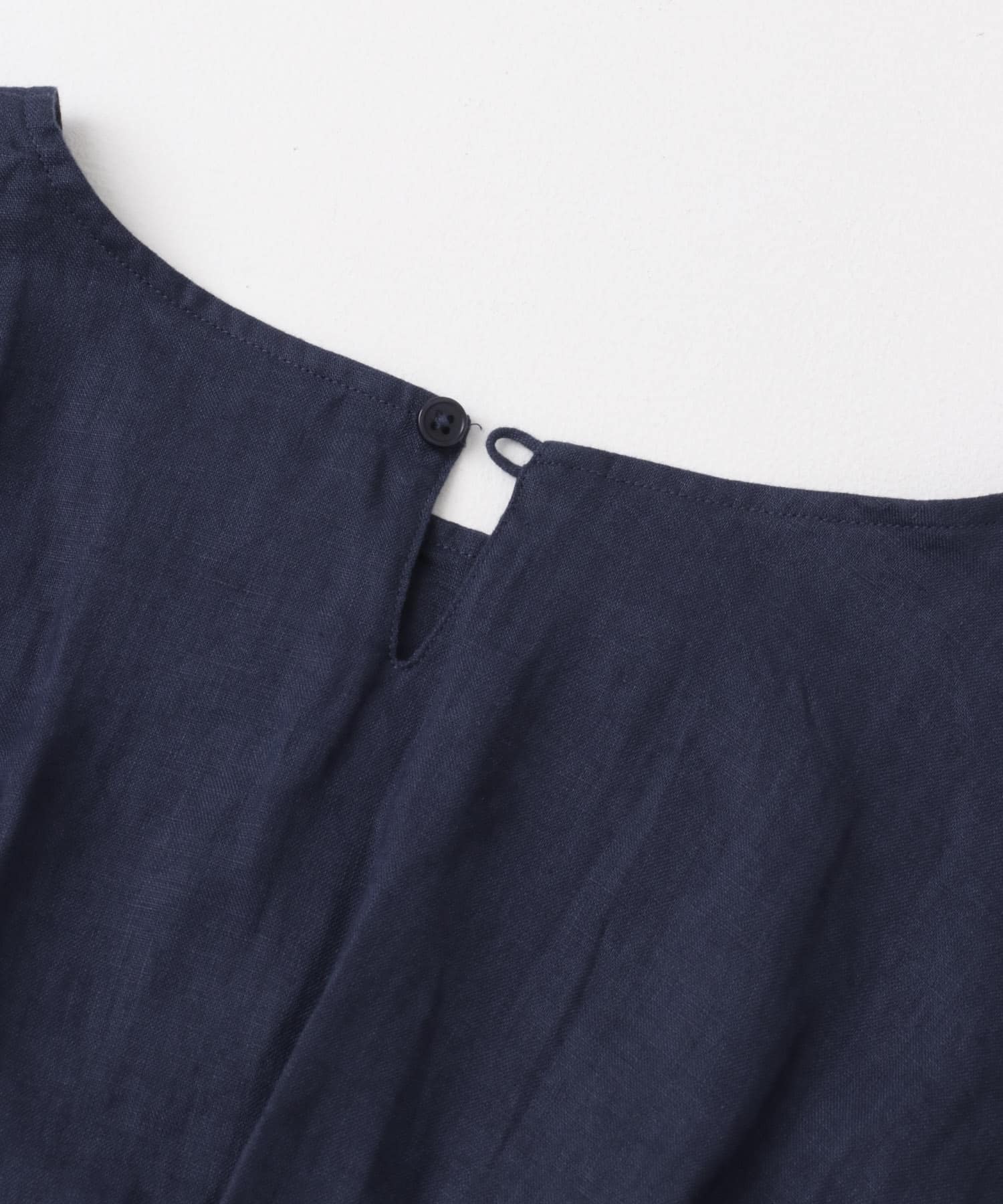 リネンバックタックブラウス NAVY M