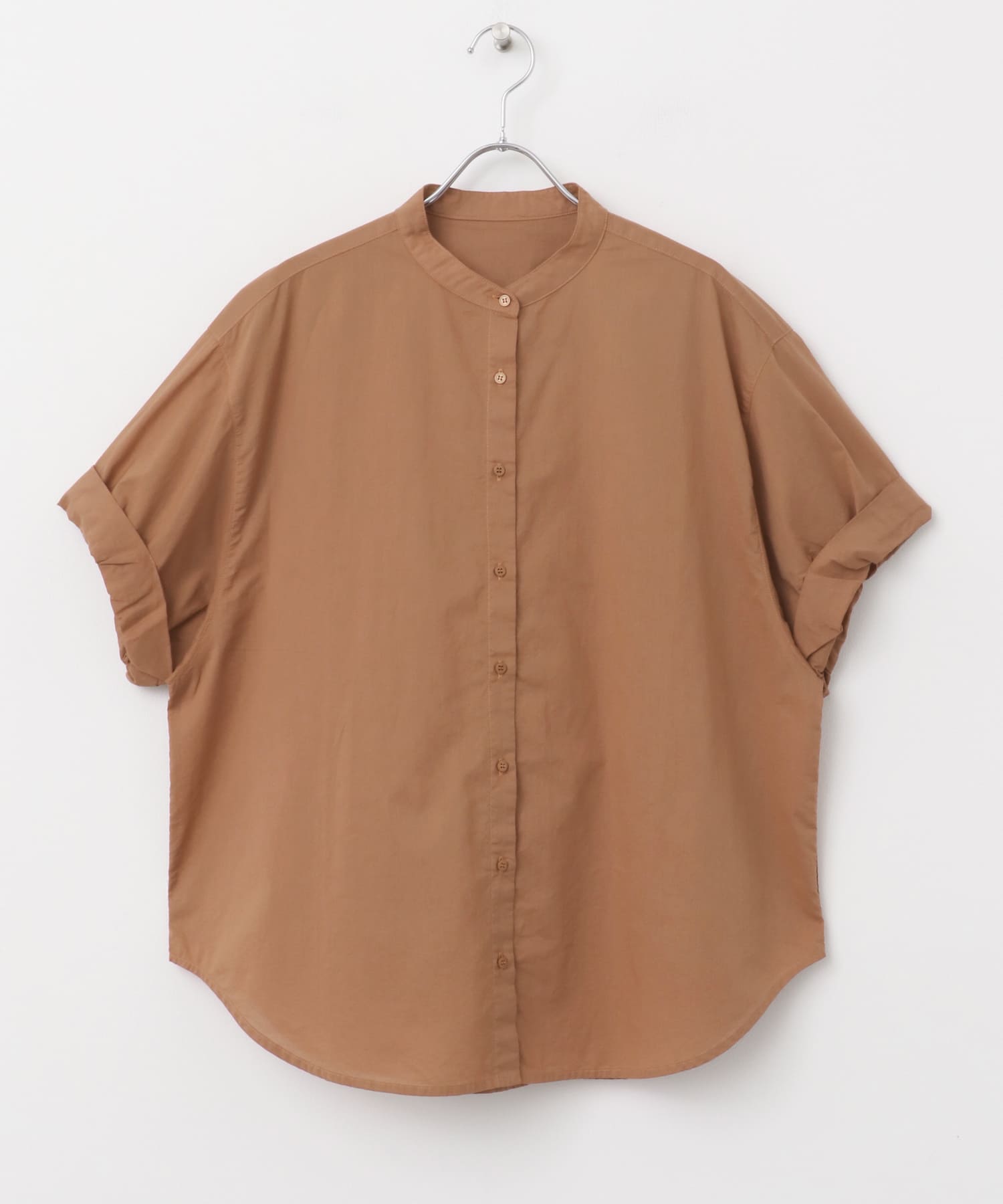 製品染めロールスリーブブラウス ORANGE M