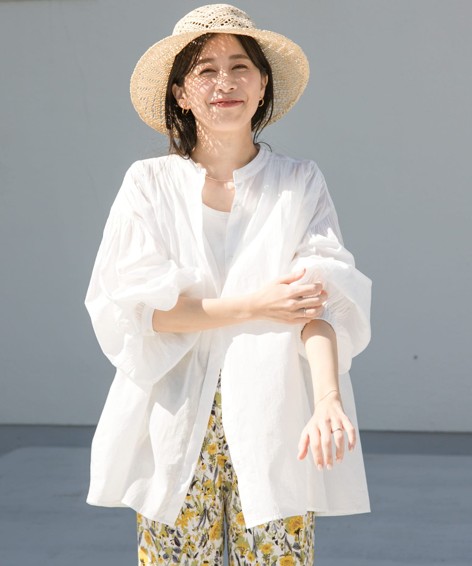 コットンボイルギャザーブラウス