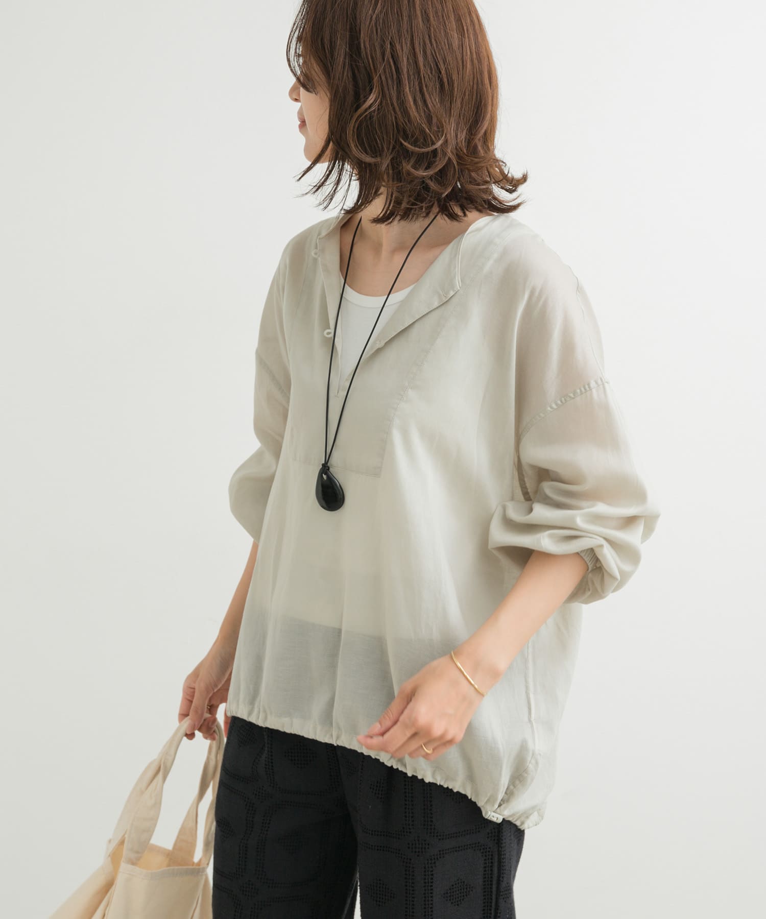 リネンブレンドドロストチュニック