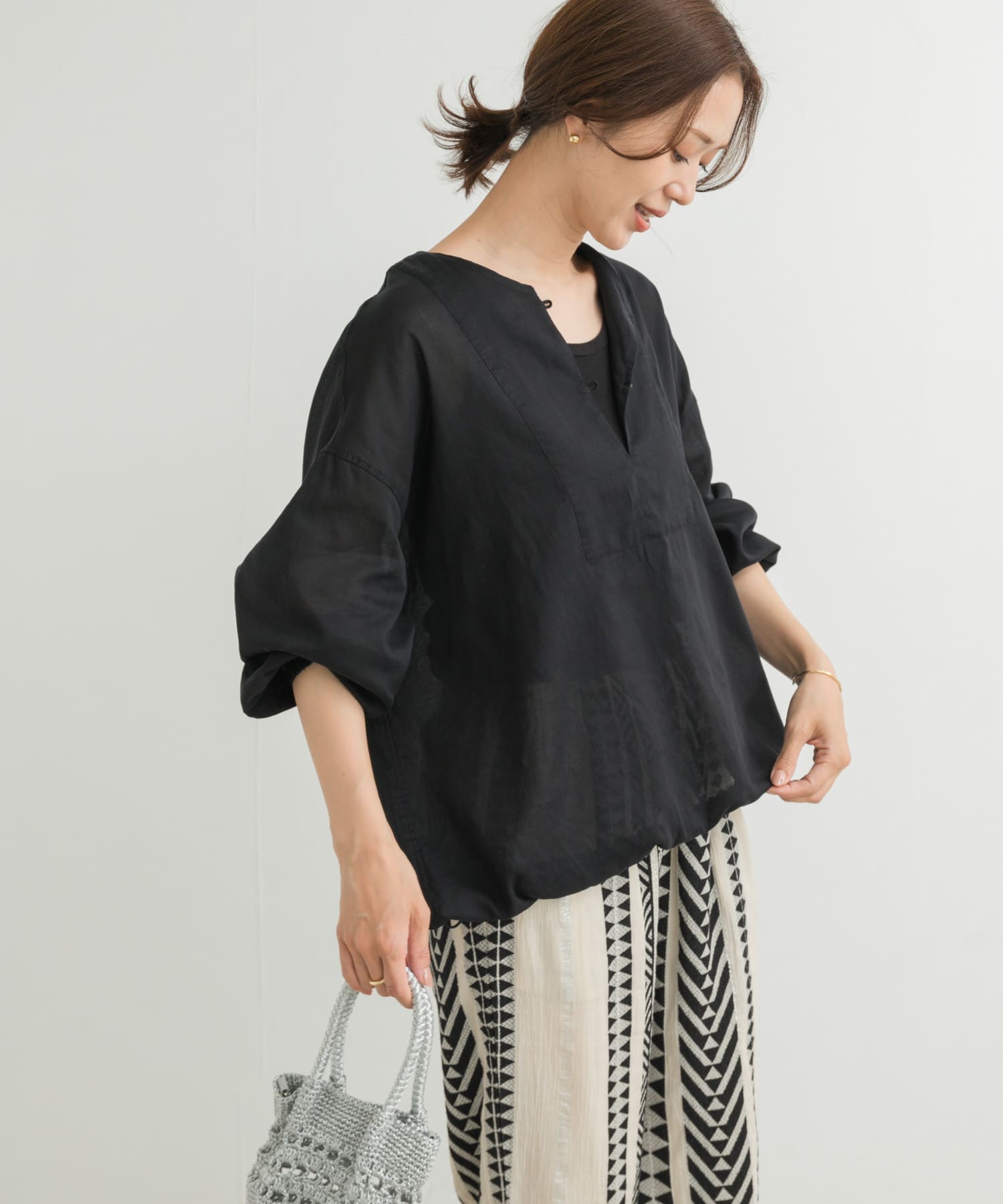 リネンブレンドドロストチュニック
