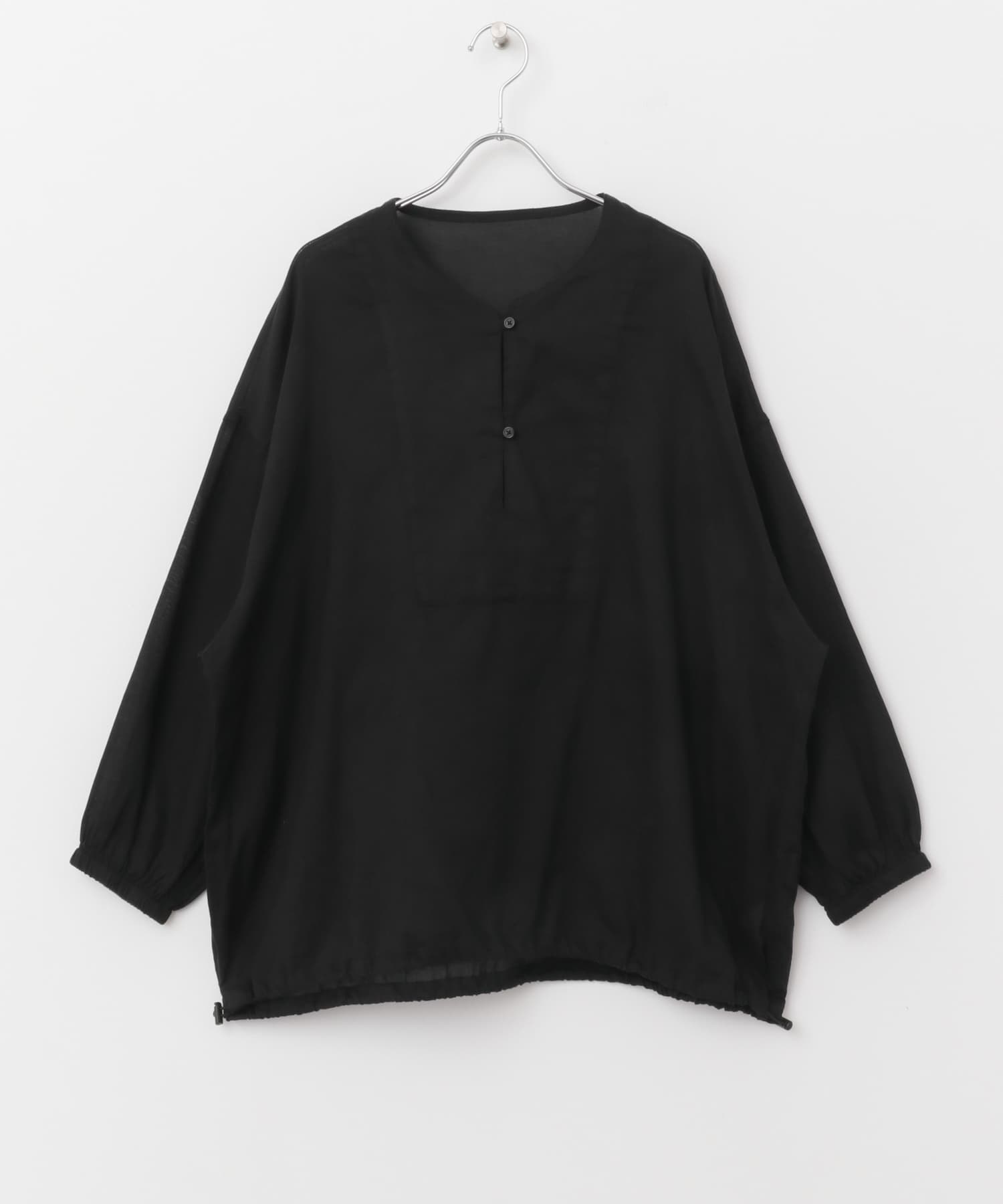 リネンブレンドドロストチュニック INK BLK M