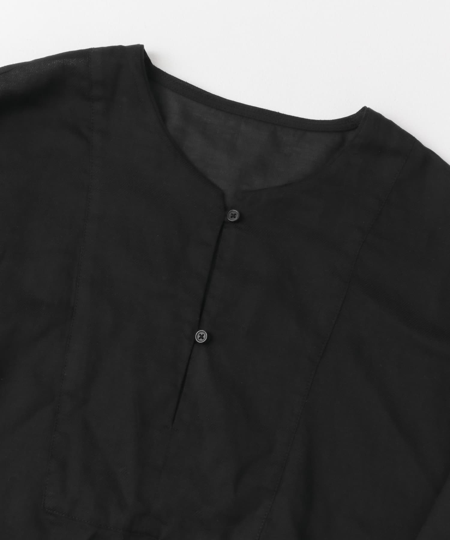 リネンブレンドドロストチュニック INK BLK M