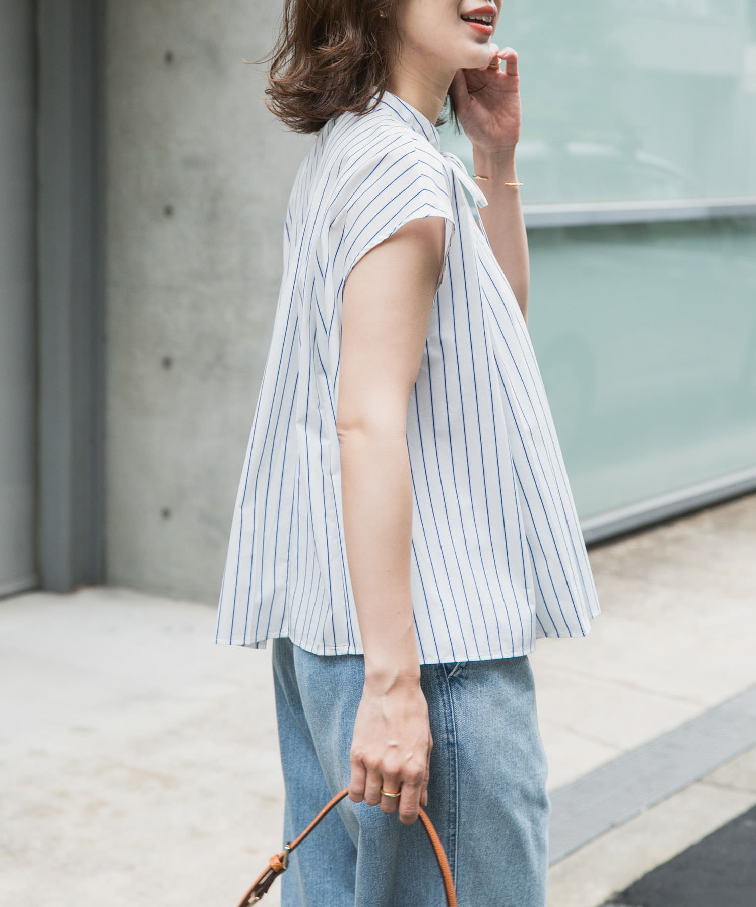 アーバンリサーチドアーズ ストライプリボンフレアブラウス 25SS 今期 URBAN RESEARCH DOORS（アーバンリサーチドアーズ） ブラウス シャツ