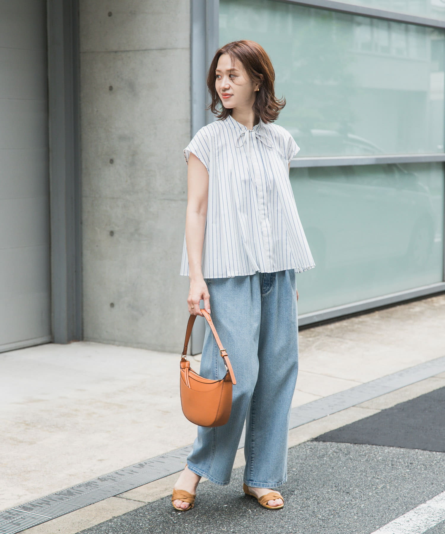 アーバンリサーチドアーズ ストライプリボンフレアブラウス 25SS 今期 URBAN RESEARCH DOORS｜ストライプリボンフレアブラウス | Rakuten