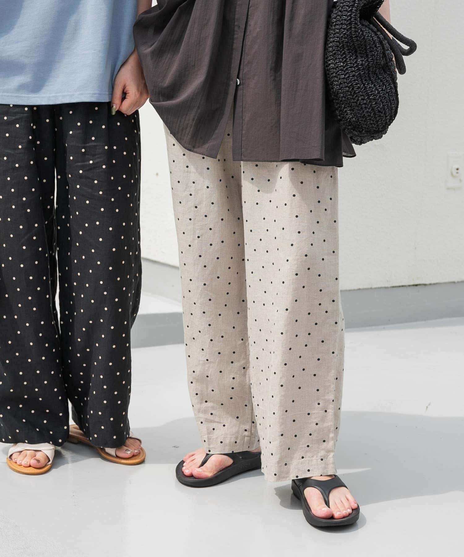 リネンレーヨンドットイージーパンツ