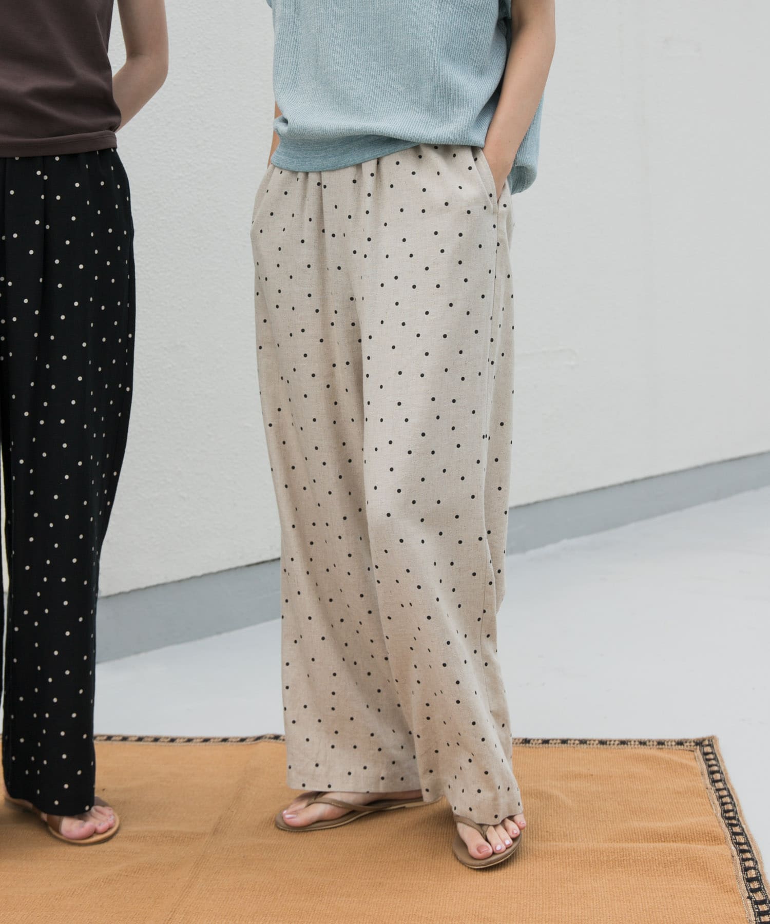 リネンレーヨンドットイージーパンツ