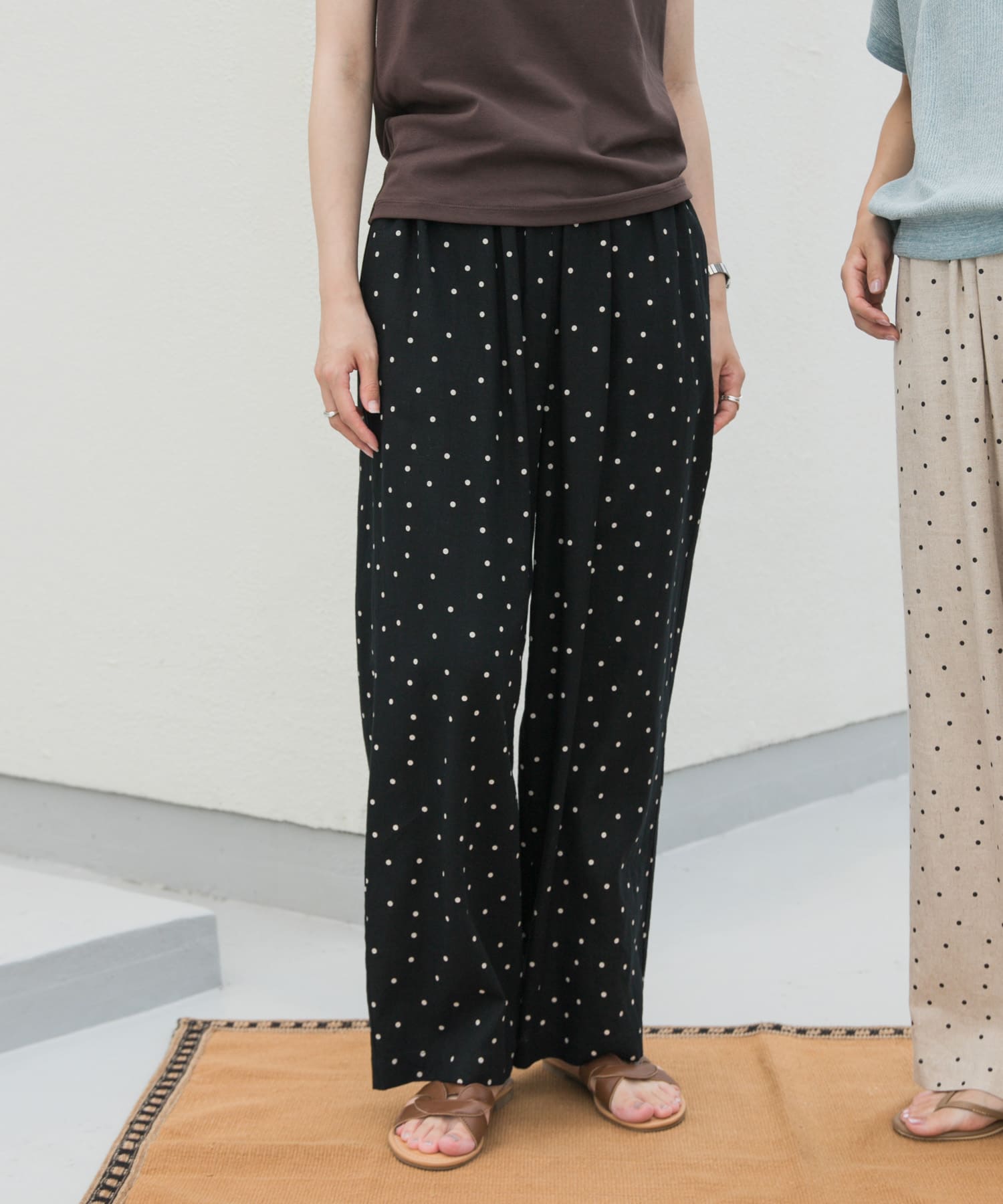 リネンレーヨンドットイージーパンツ