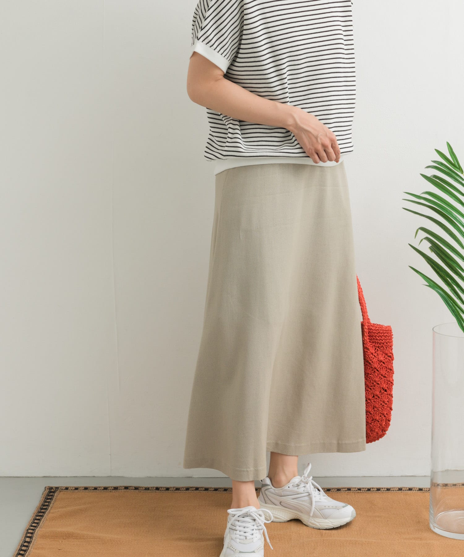 麻混レーヨンフレアスカート
