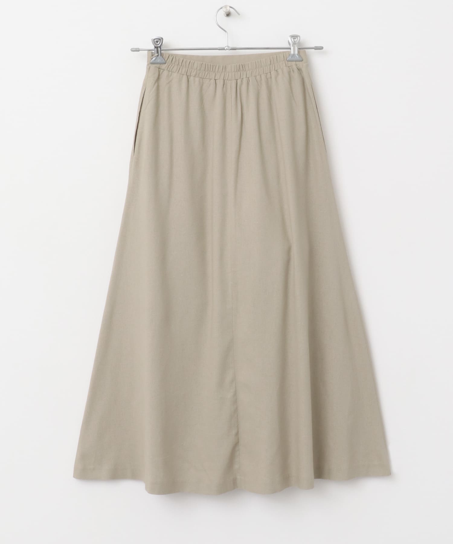 麻混レーヨンフレアスカート BEIGE M
