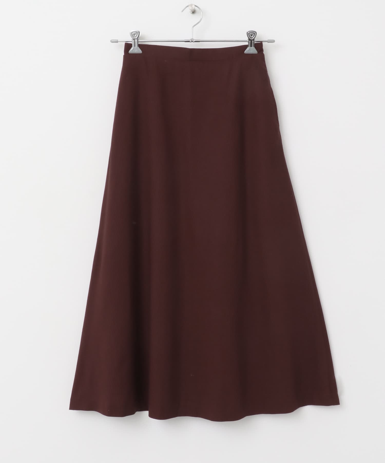 麻混レーヨンフレアスカート BORDEAUX M