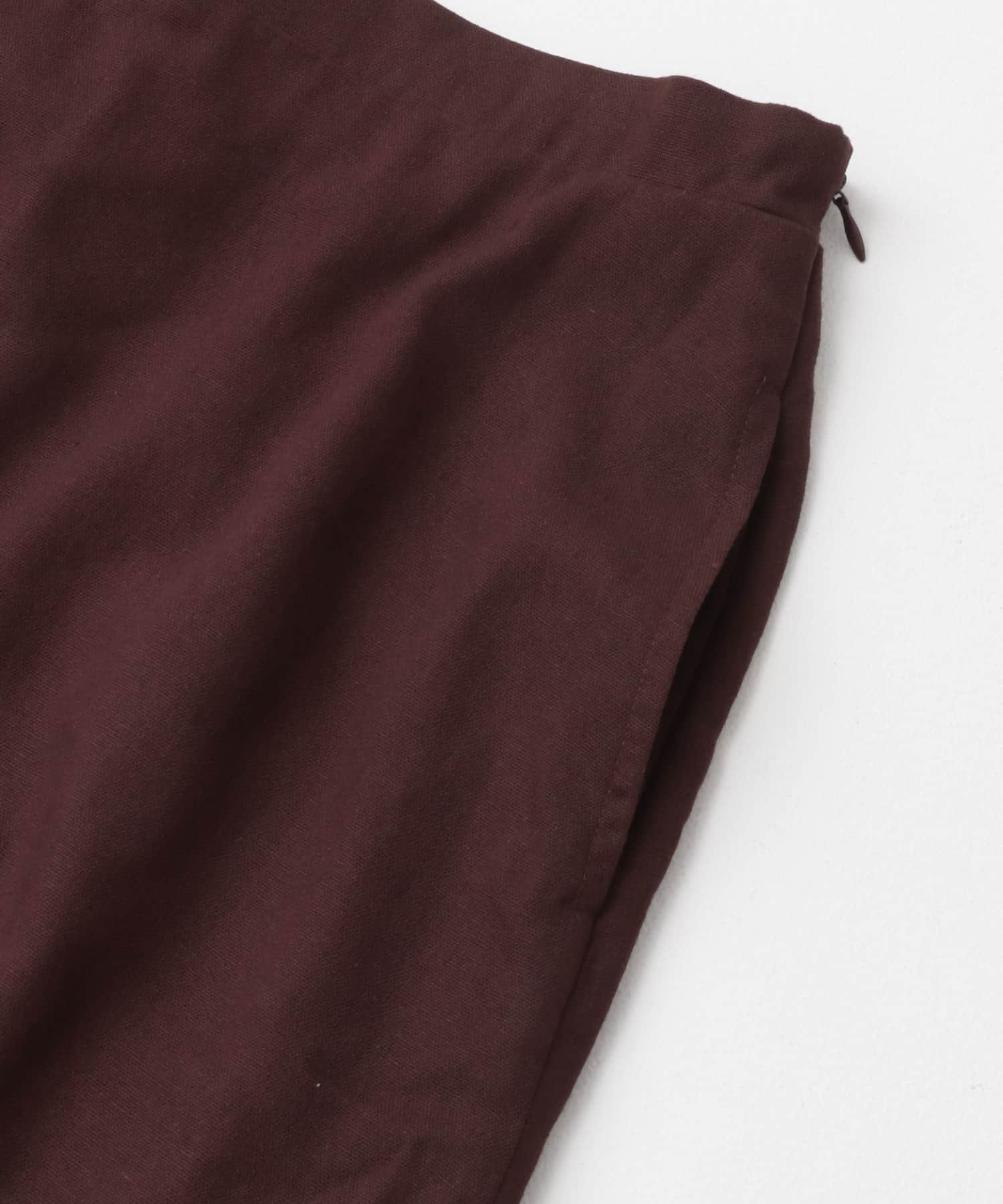 麻混レーヨンフレアスカート BORDEAUX M