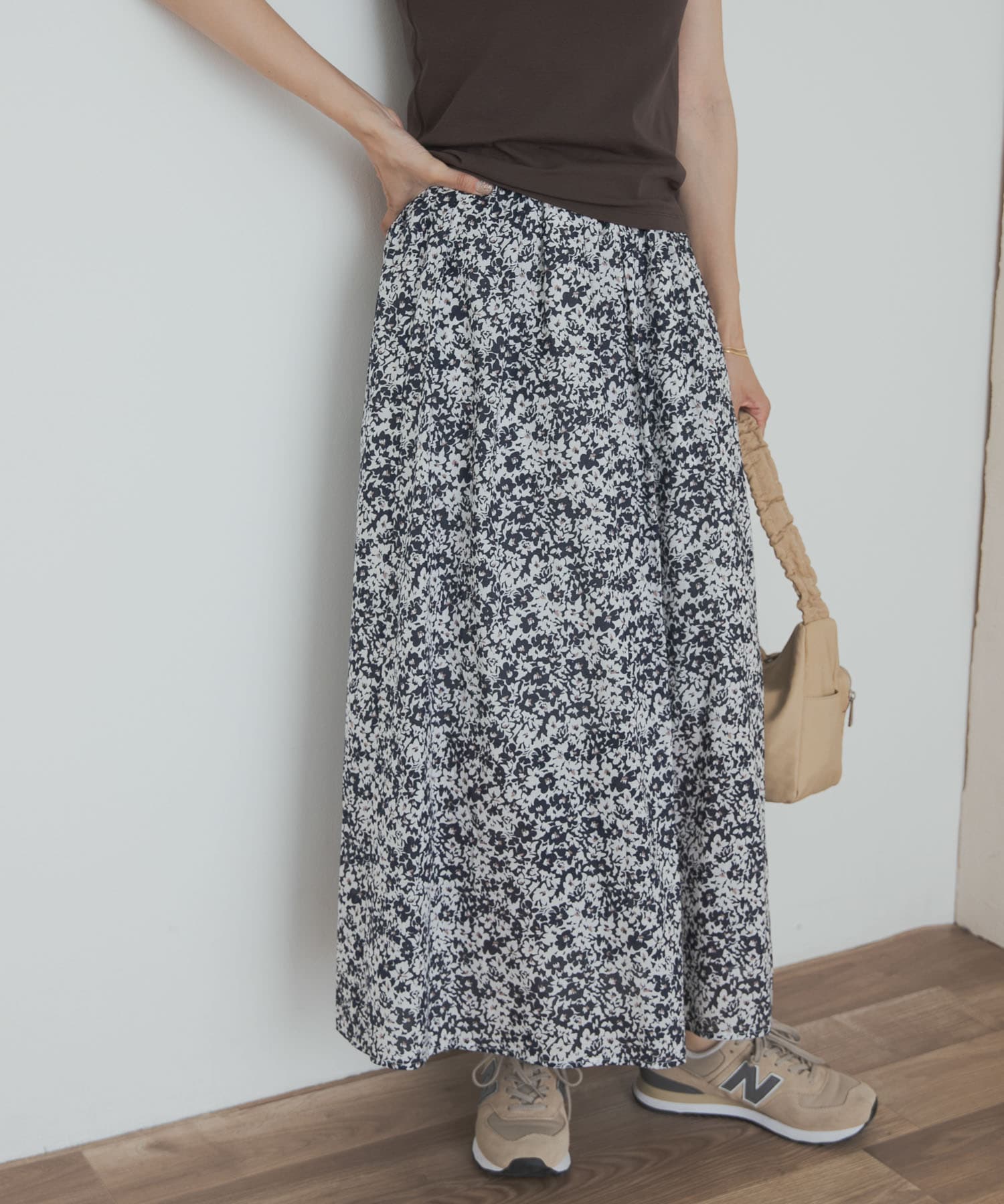 フラワープリントギャザースカート