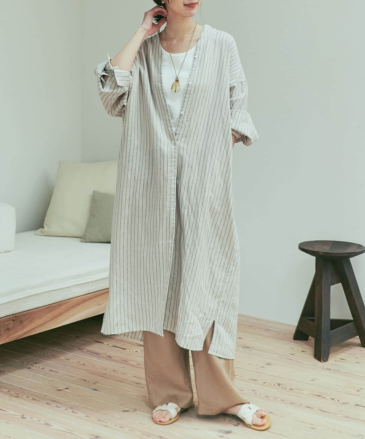 ラミーリネンストライプワンピース(M NAVY): ワンピース｜URBAN