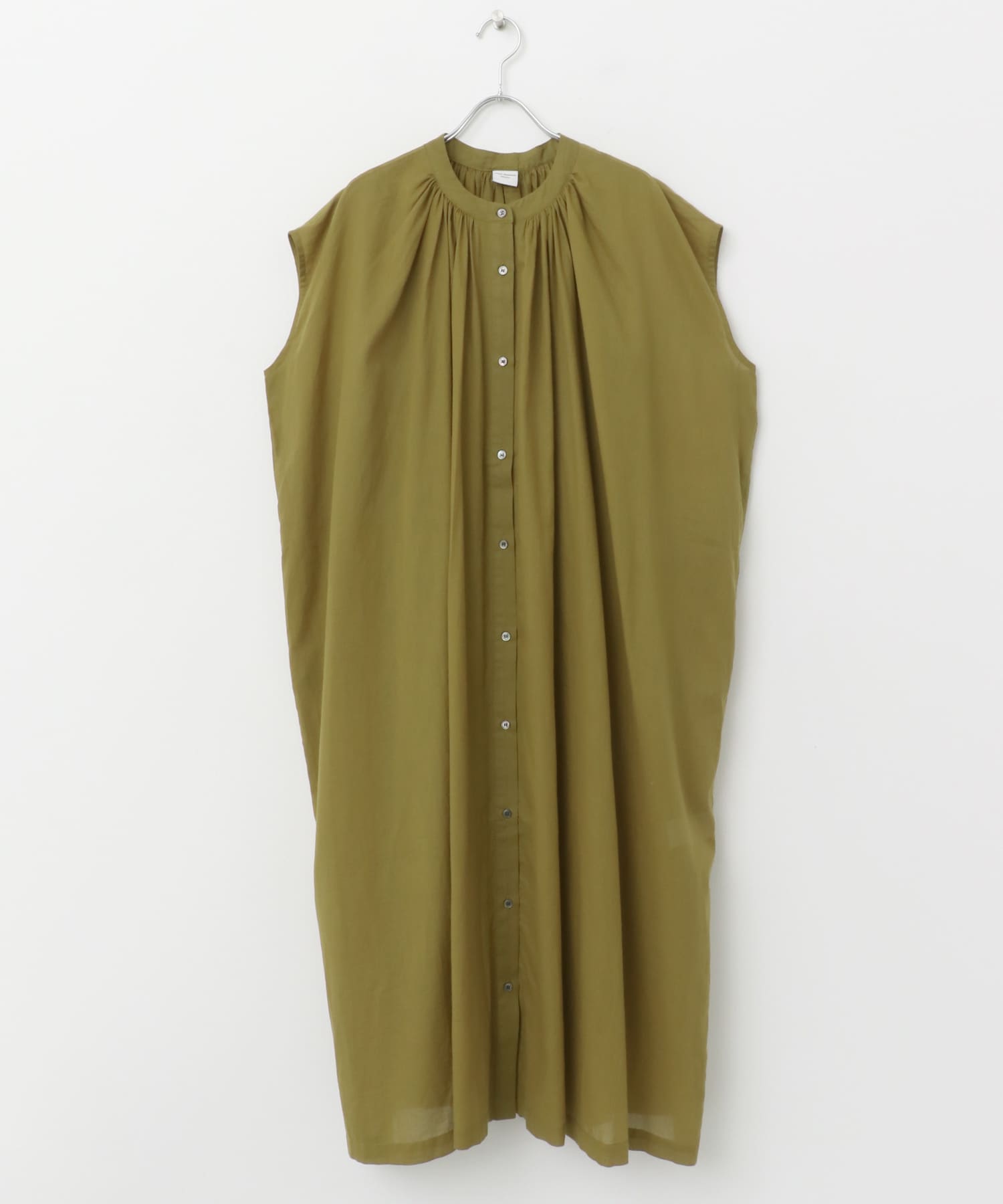 コットンボイルギャザーフレンチワンピース(M GREIGE): ワンピース