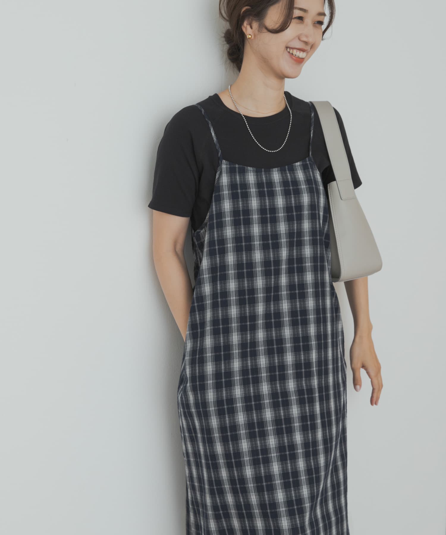 チェックキャミワンピース