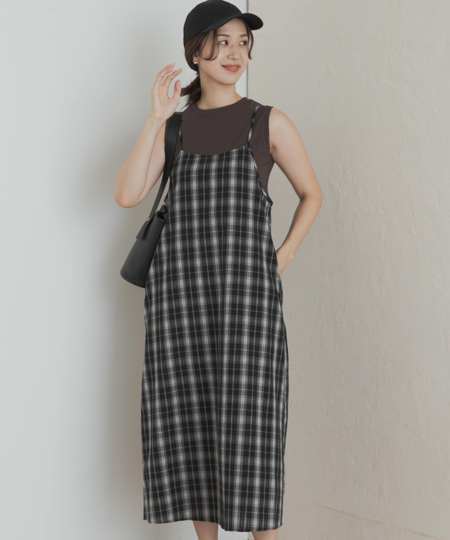 チェックキャミワンピース