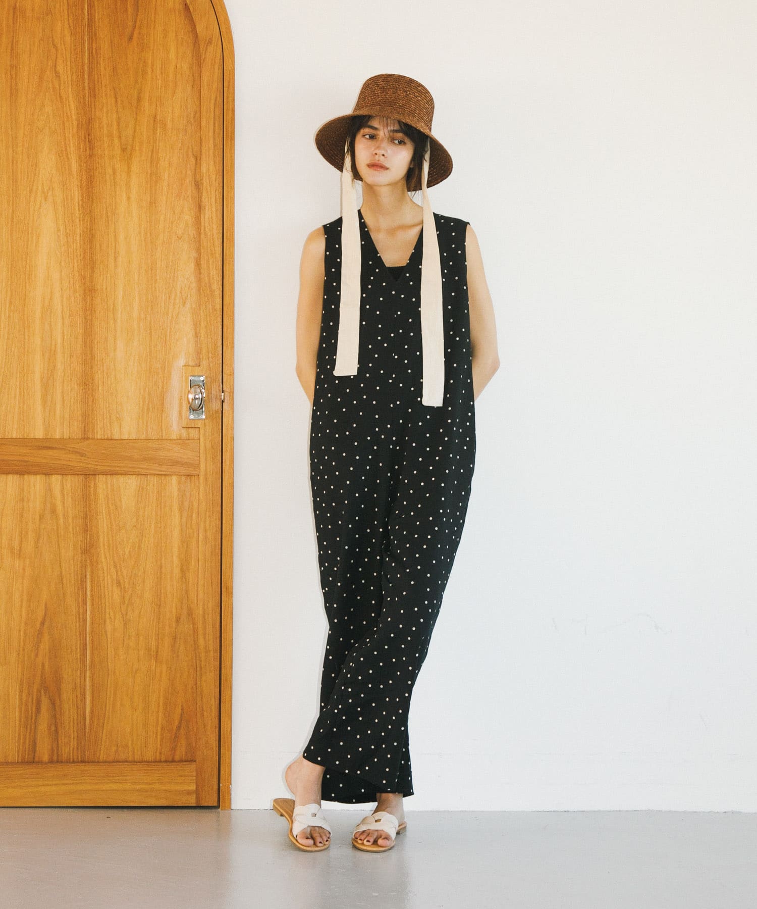 リネンレーヨンドットオールインワン(S BLACK): ボトム｜URBAN