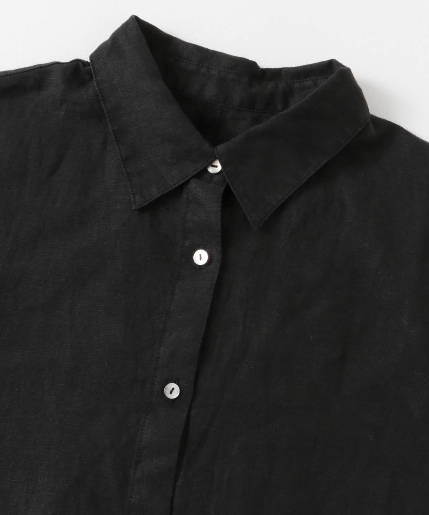 『WEB/一部店舗限定カラー』リネン半袖シャツワンピース BLACK M