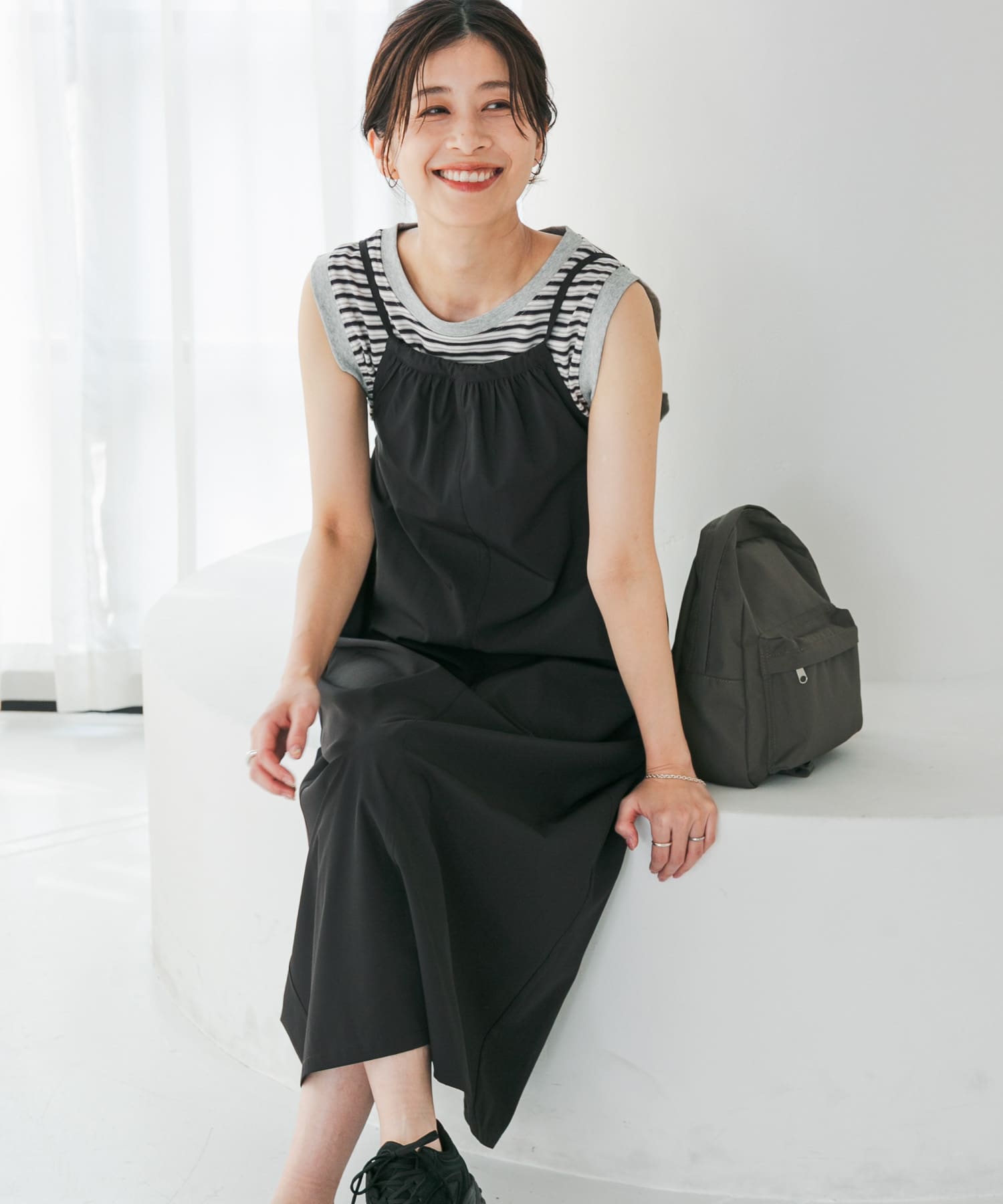 『仁村紗和さん着用』『UR TECH』サマシェアバックドロストキャミワンピース