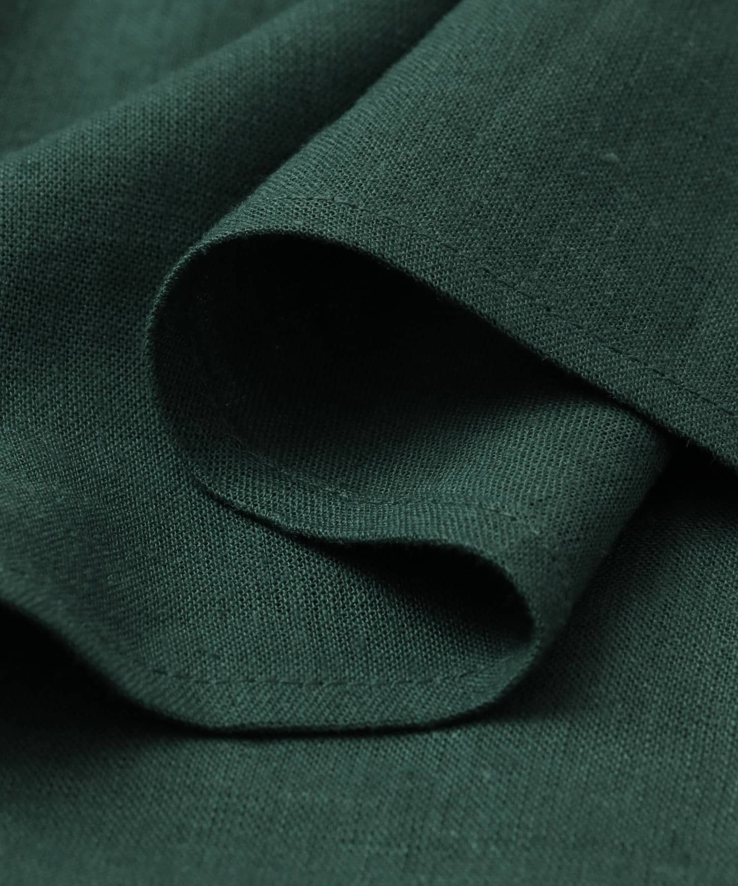 リネンレーヨンVネック切替ギャザーワンピース GREEN M