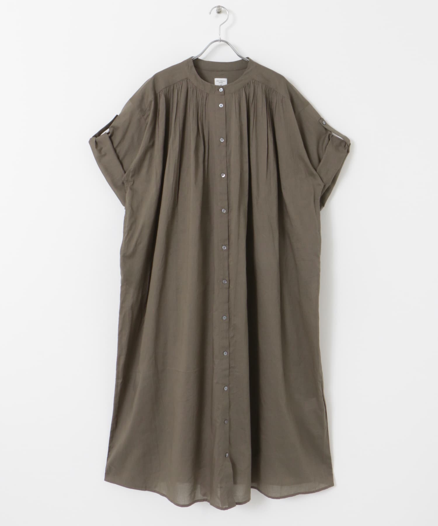 コットンボイルロールアップハーフスリーブワンピース ASH KHK M