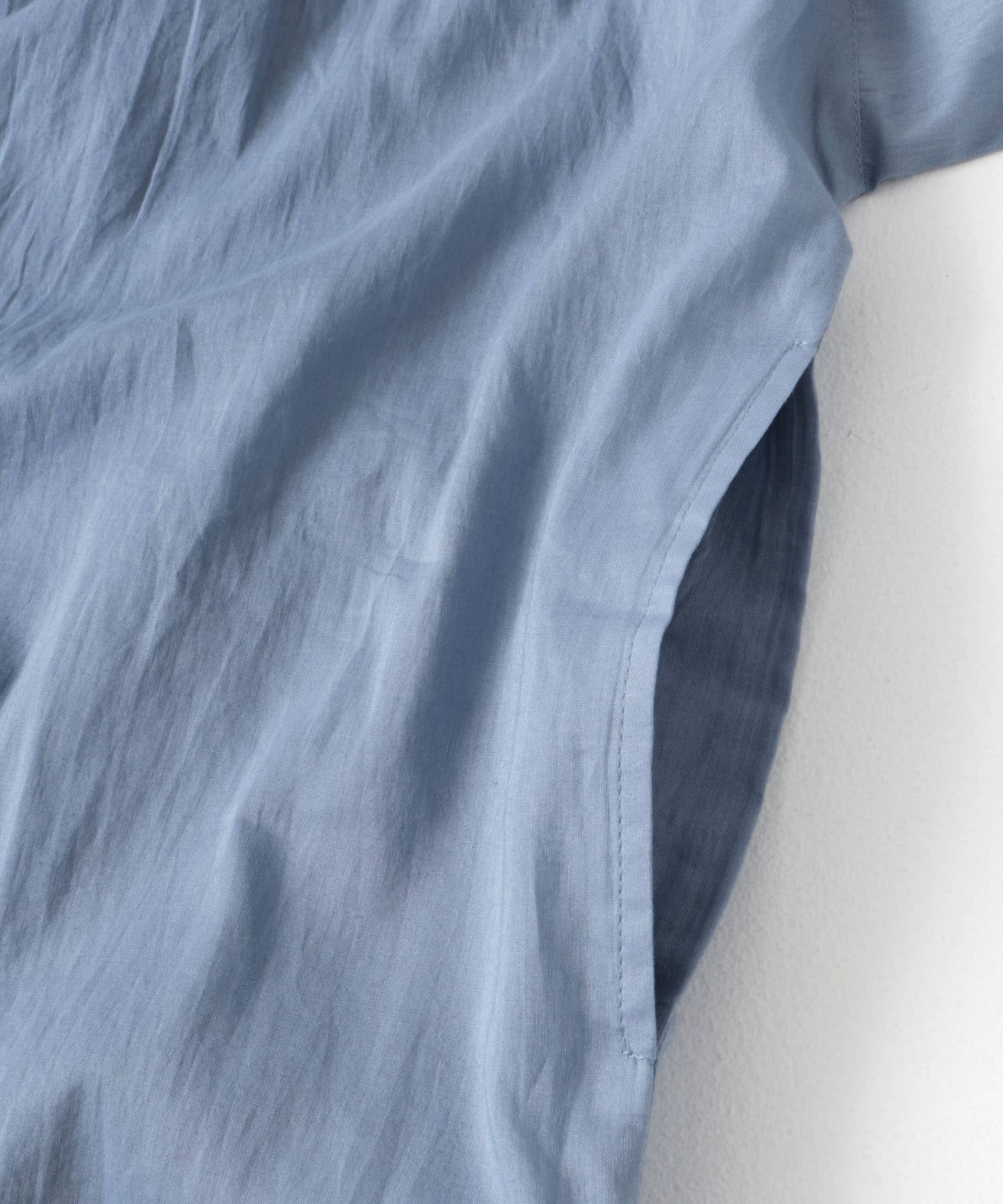 コットンボイルロールアップハーフスリーブワンピース BLUE M