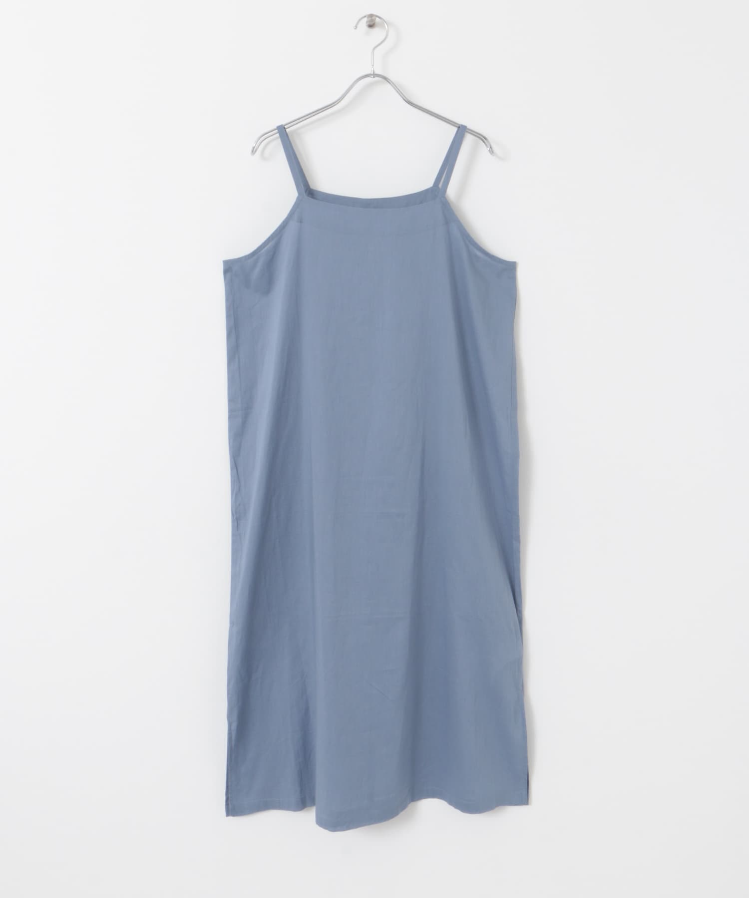 コットンボイルロールアップハーフスリーブワンピース BLUE M