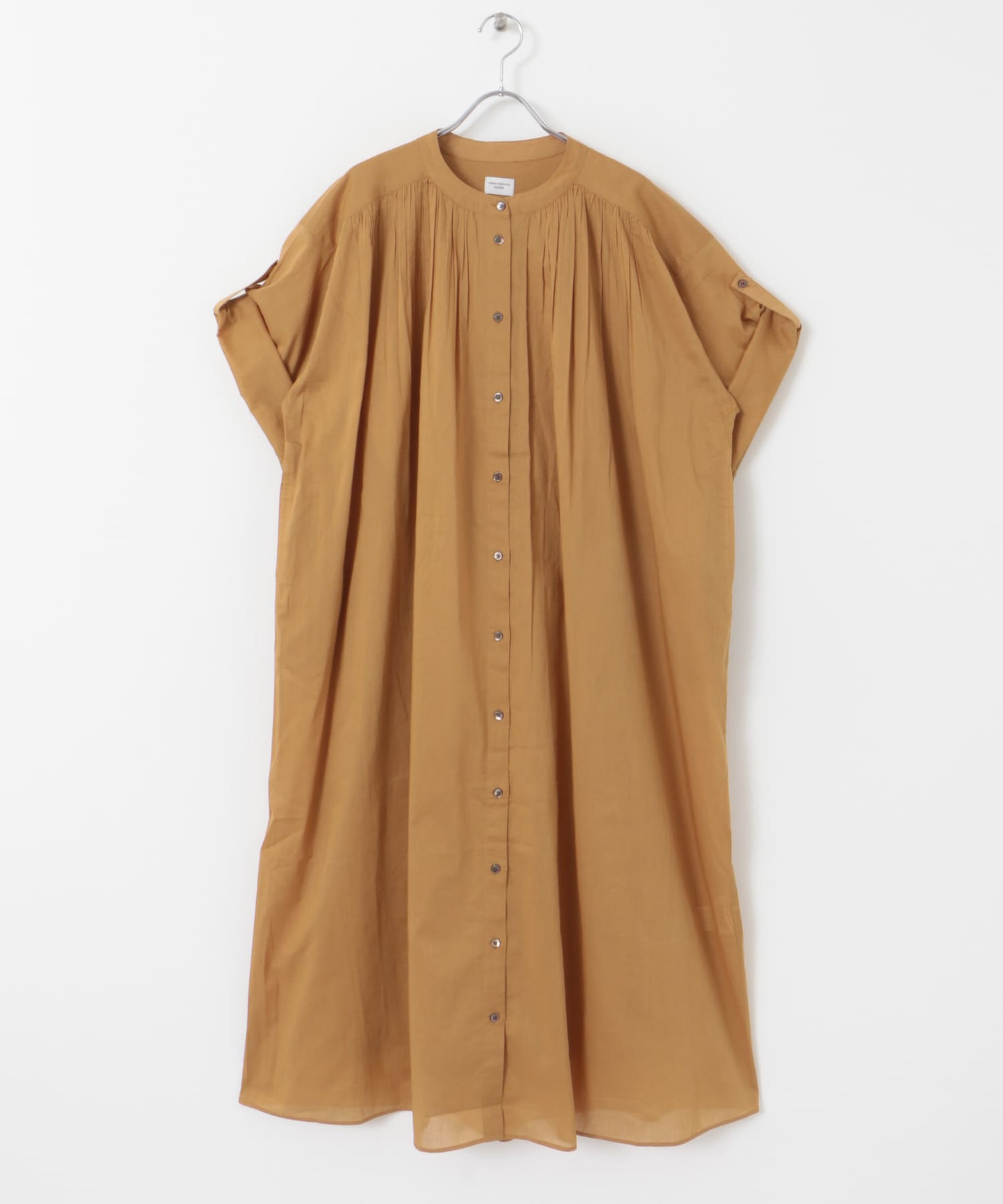 コットンボイルロールアップハーフスリーブワンピース ORANGE M