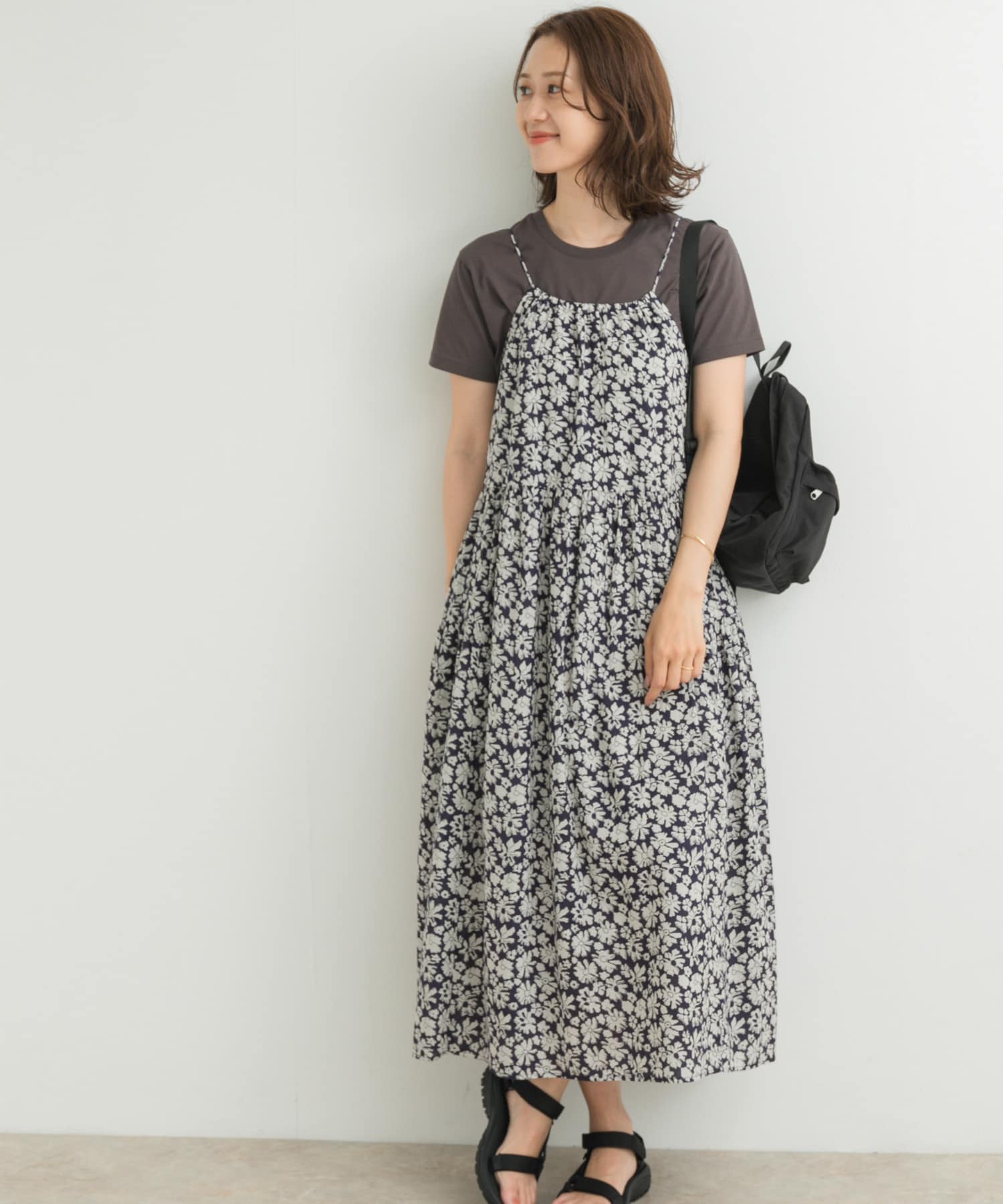 コットンフラワーキャミワンピース(M NAVY): ワンピース｜URBAN