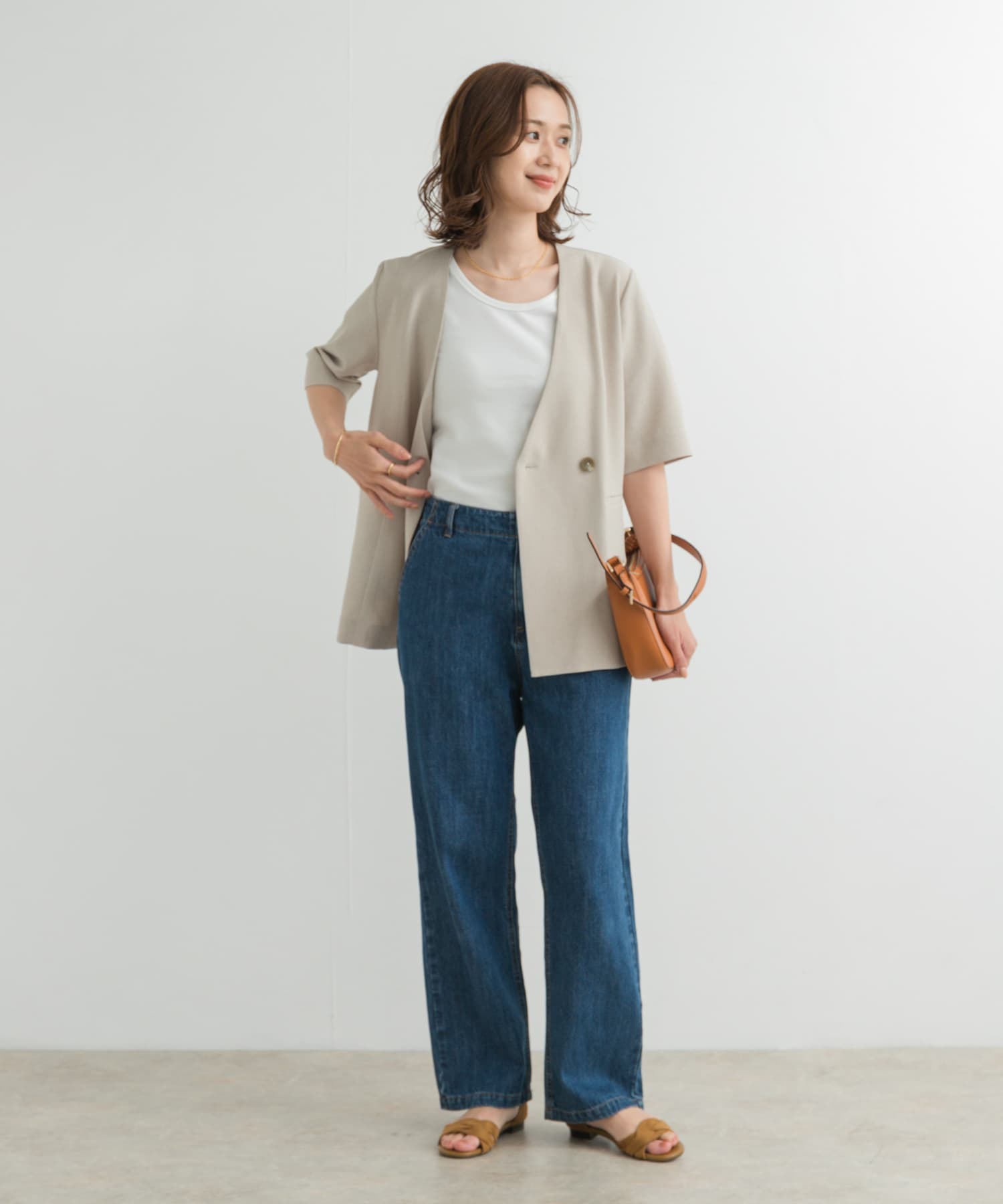 『UR TECH DRYLUXE』ハーフスリーブジャケット BEIGE M