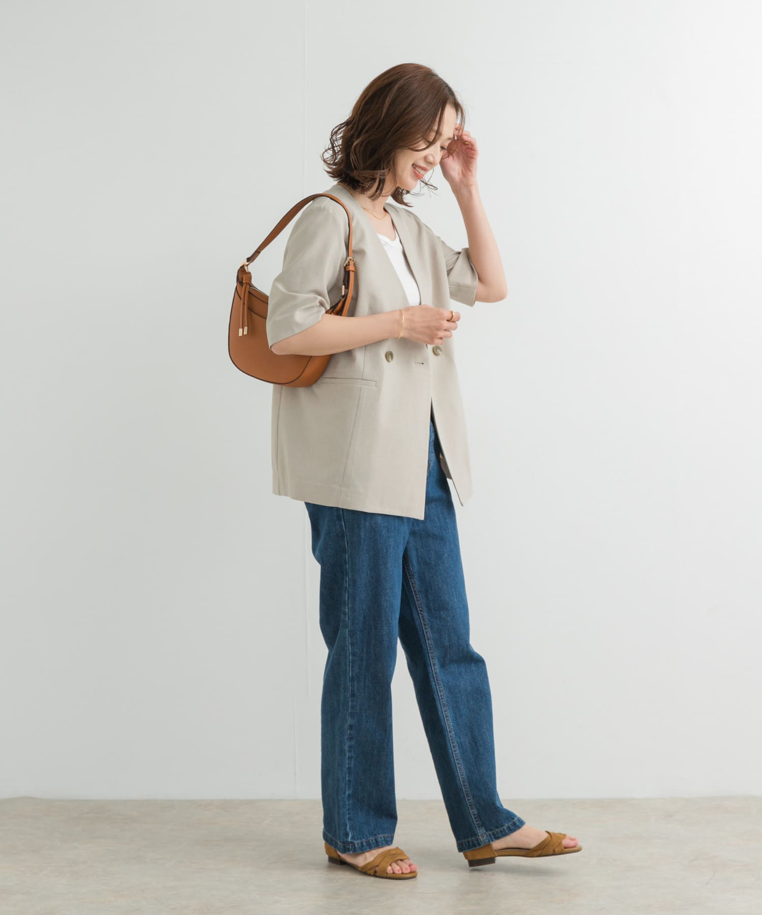 『UR TECH DRYLUXE』ハーフスリーブジャケット BEIGE M