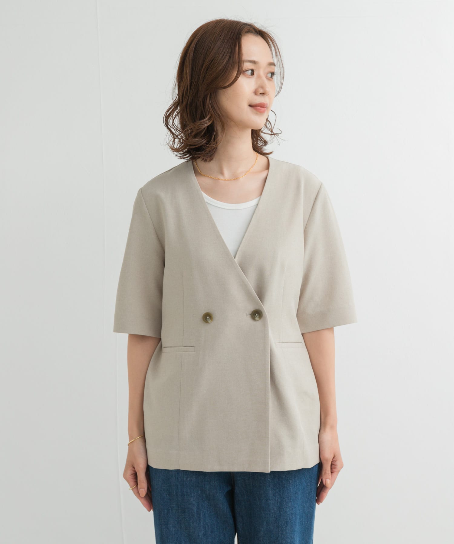 『UR TECH DRYLUXE』ハーフスリーブジャケット BEIGE M