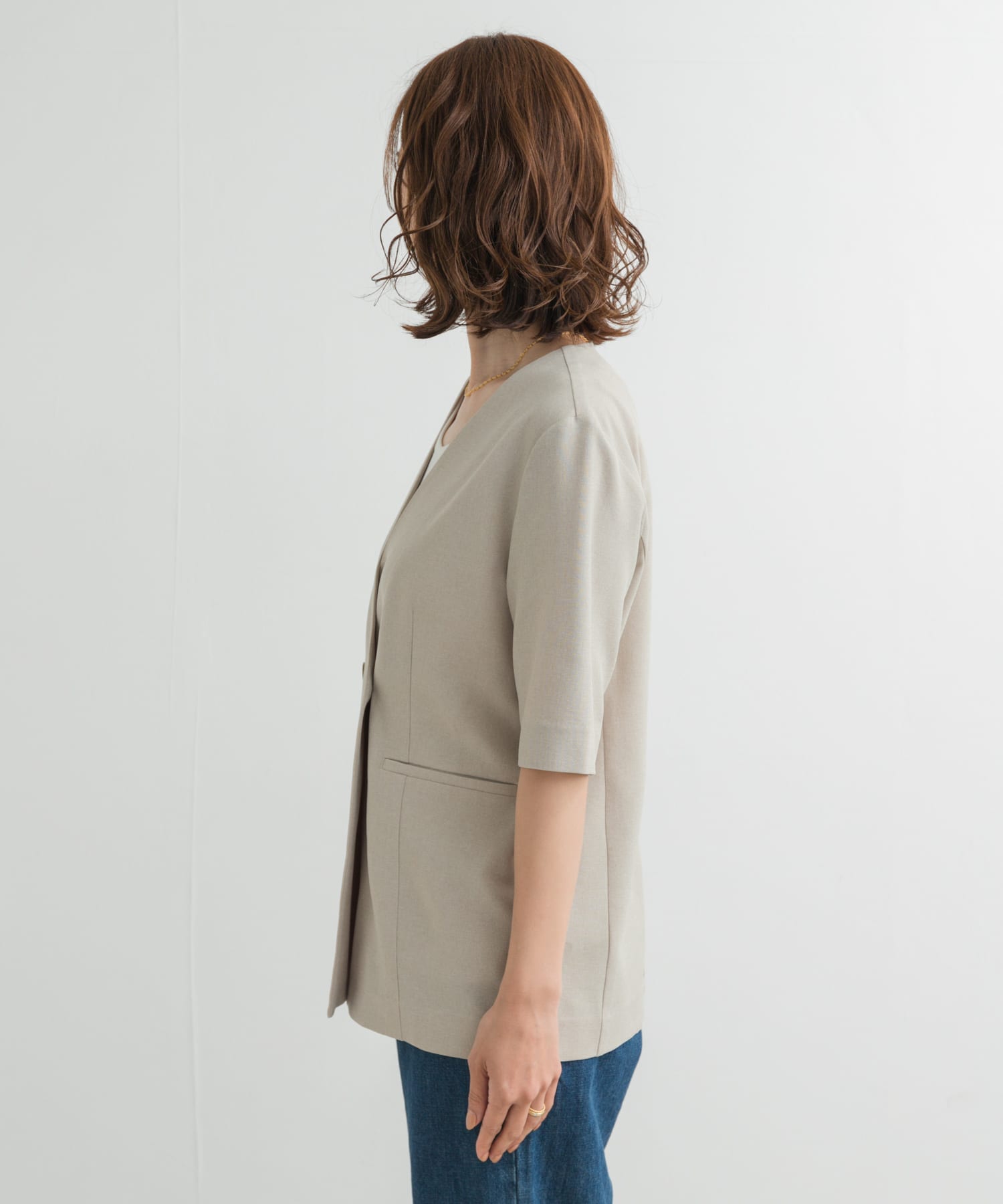 『UR TECH DRYLUXE』ハーフスリーブジャケット BEIGE M