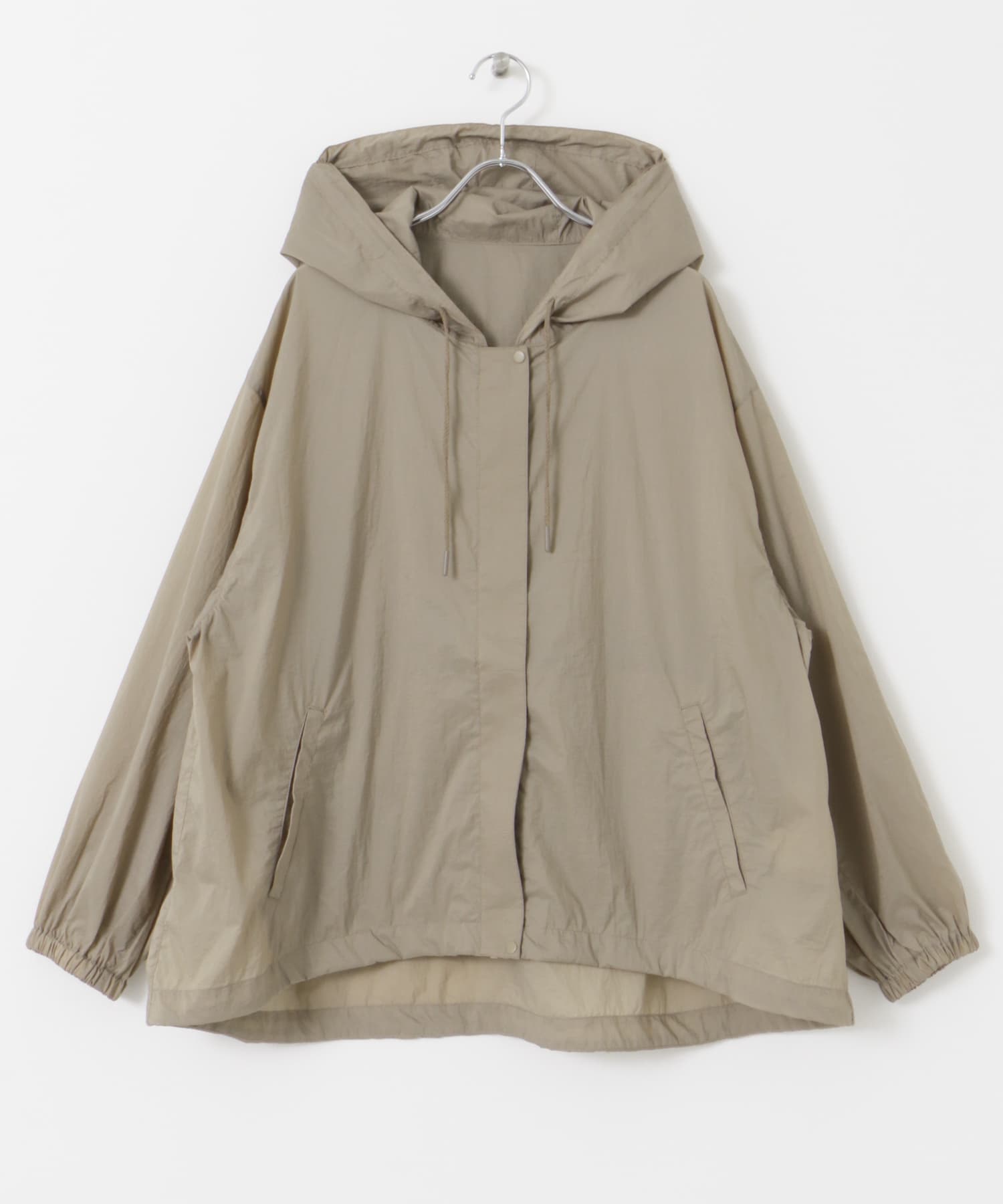 『UR TECH』ポケッタブル撥水フレアパーカー BEIGE M
