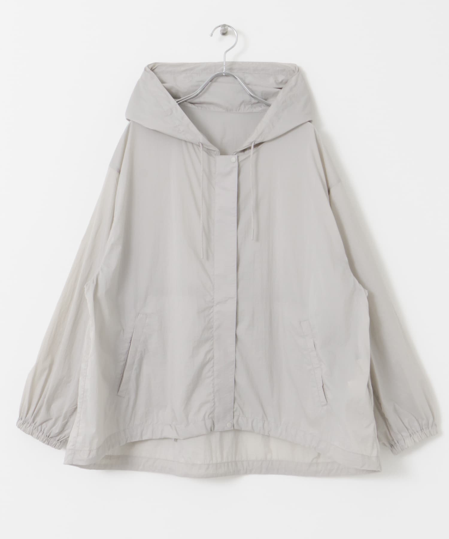 『UR TECH』ポケッタブル撥水フレアパーカー L.GRAY M