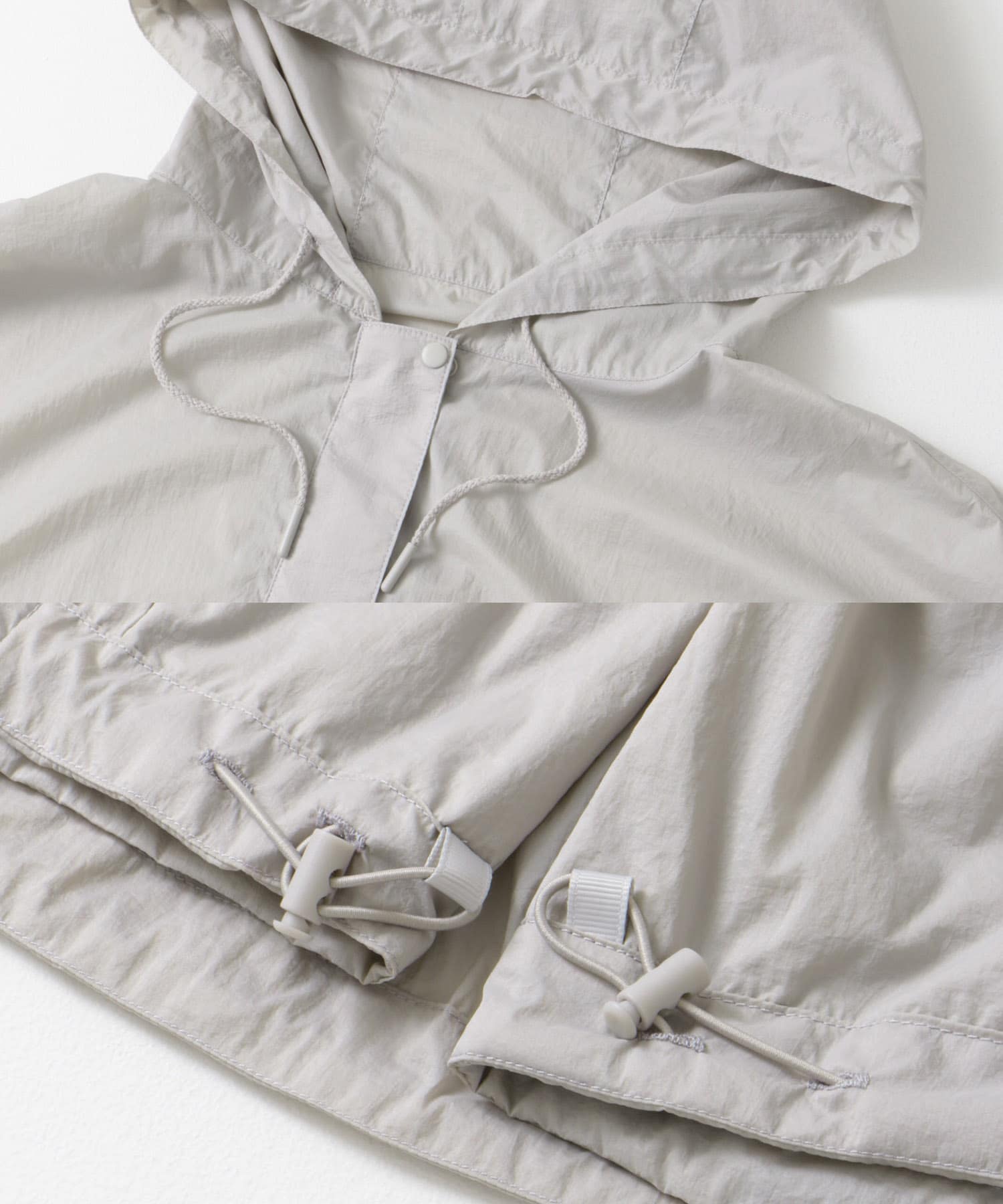 『UR TECH』ポケッタブル撥水フレアパーカー L.GRAY M