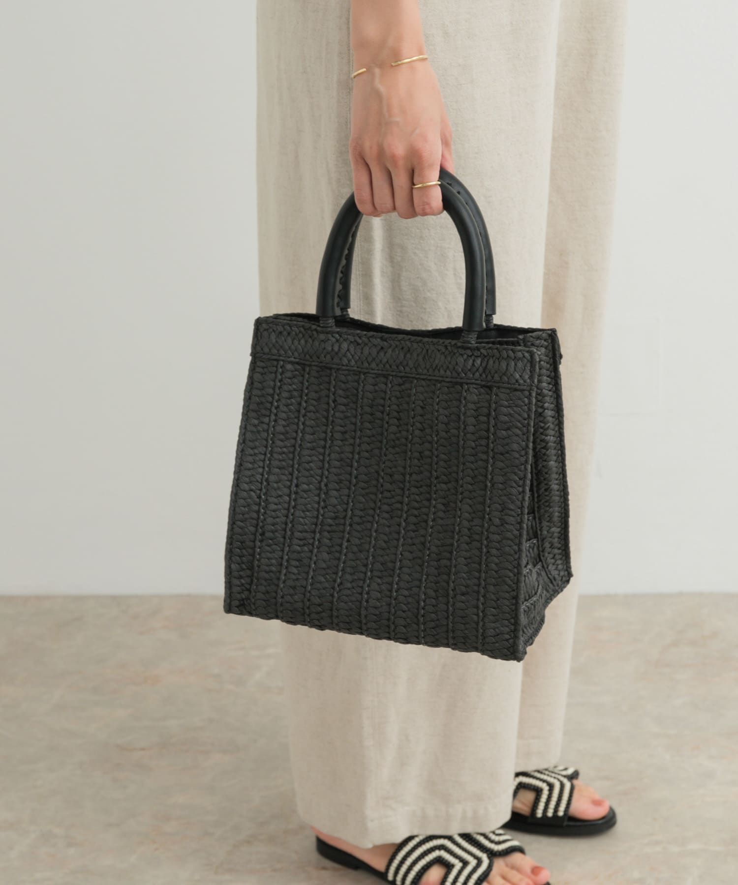 ソフトハンドルカゴバッグ BLACK one