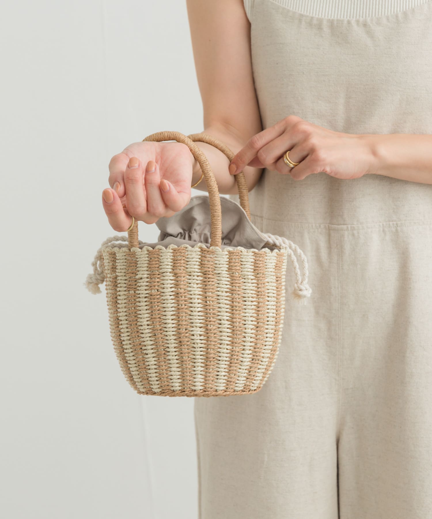 巾着カゴバッグ