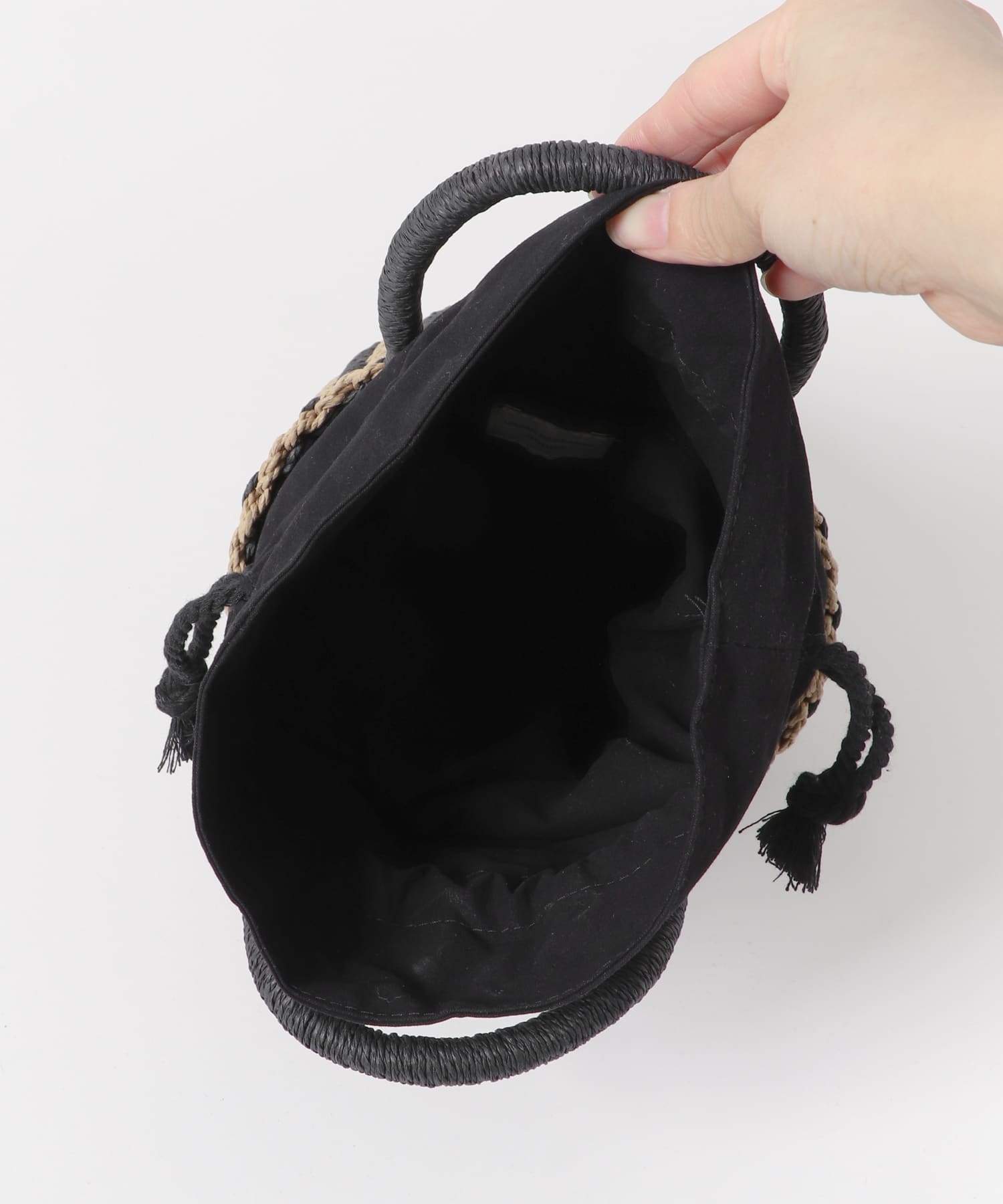 巾着カゴバッグ BLACK one