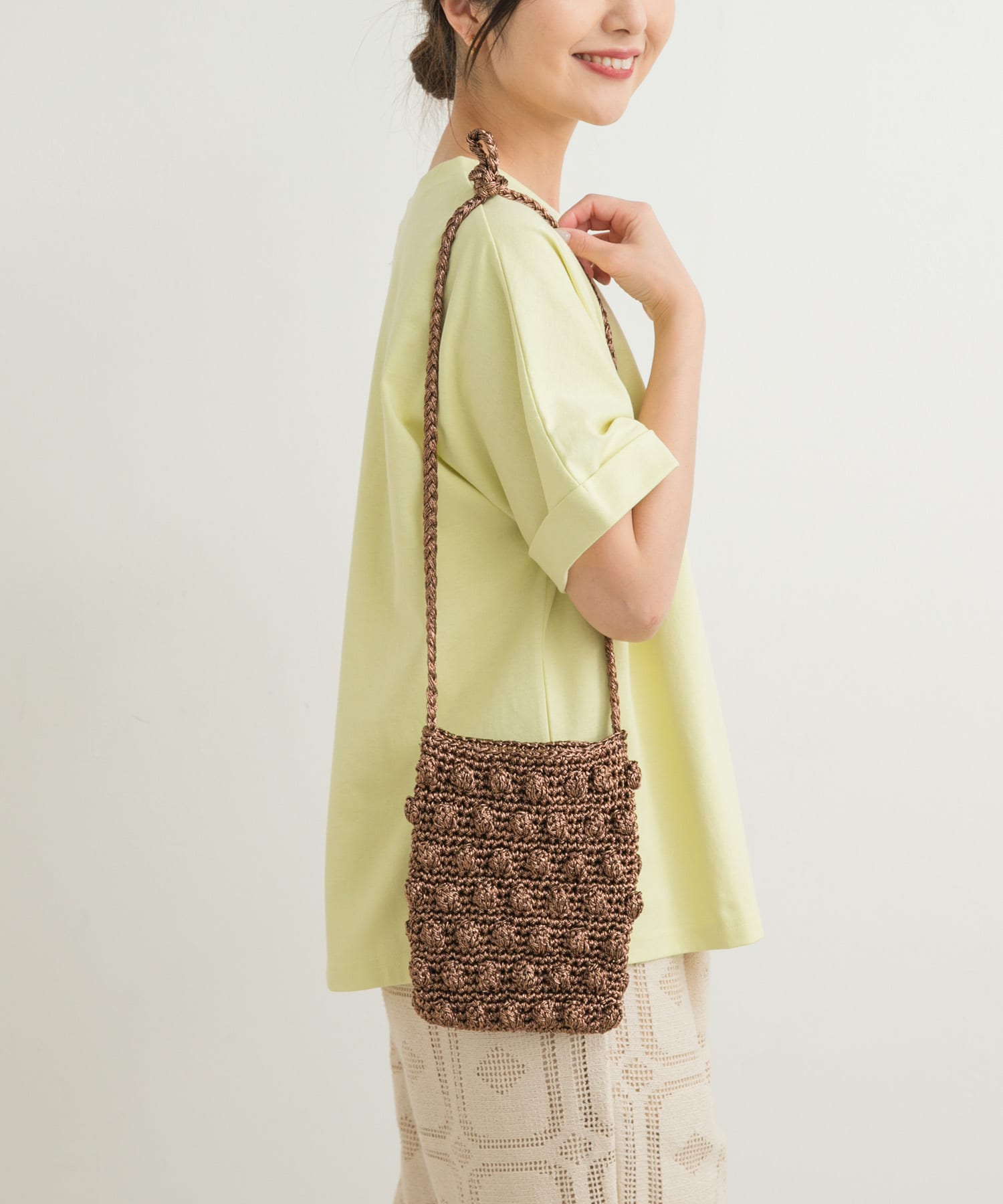 メタリックヤーンショルダーバッグ BRONZE one