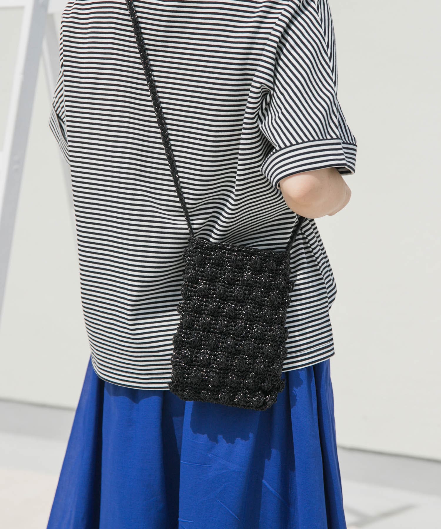 メタリックヤーンショルダーバッグ BLACK one