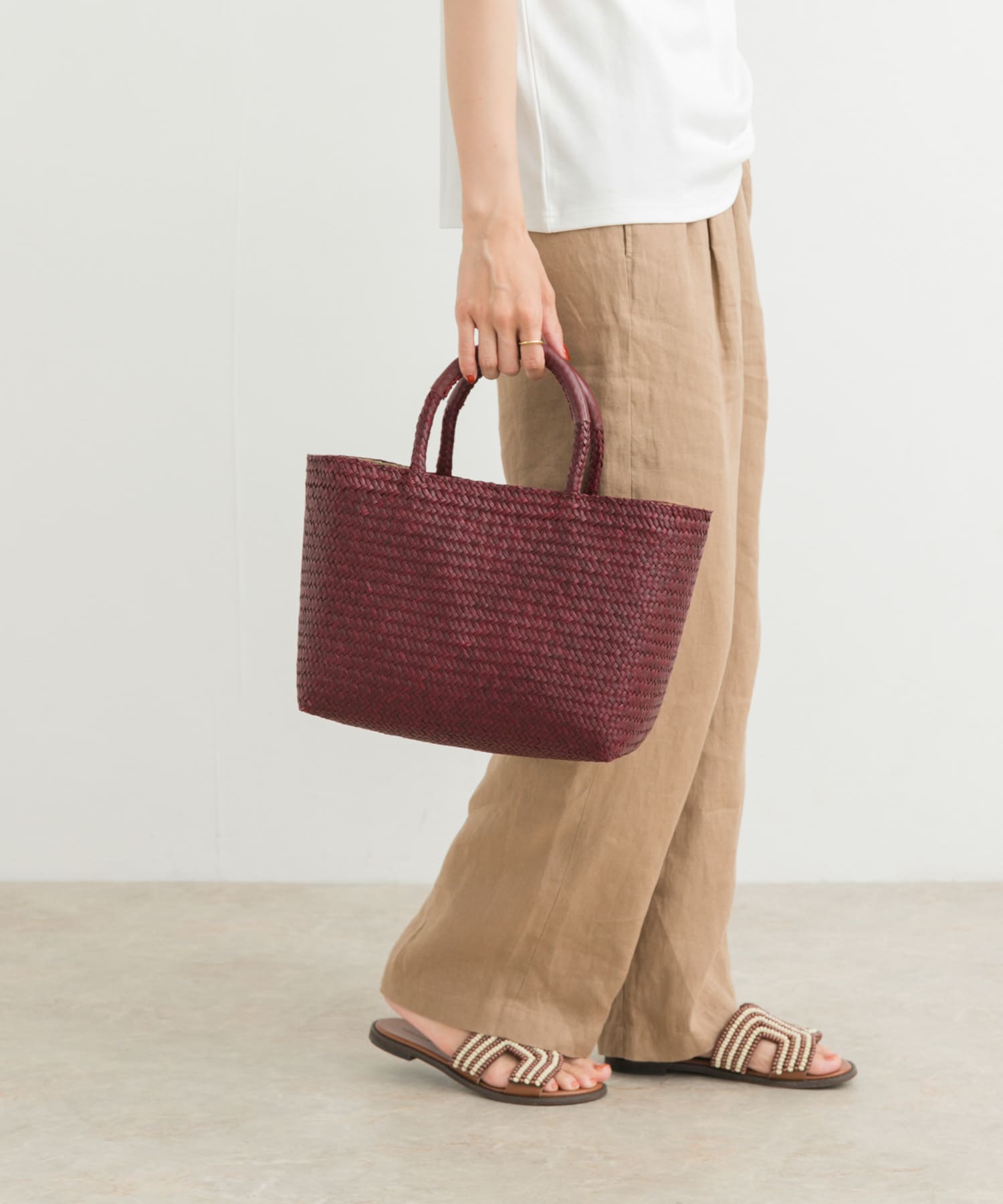 カラーシーグラストートバッグ BURGUNDY one