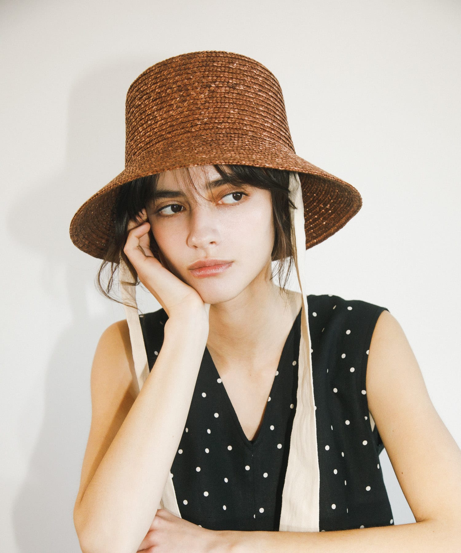 リボン麦わら帽子 BROWN one