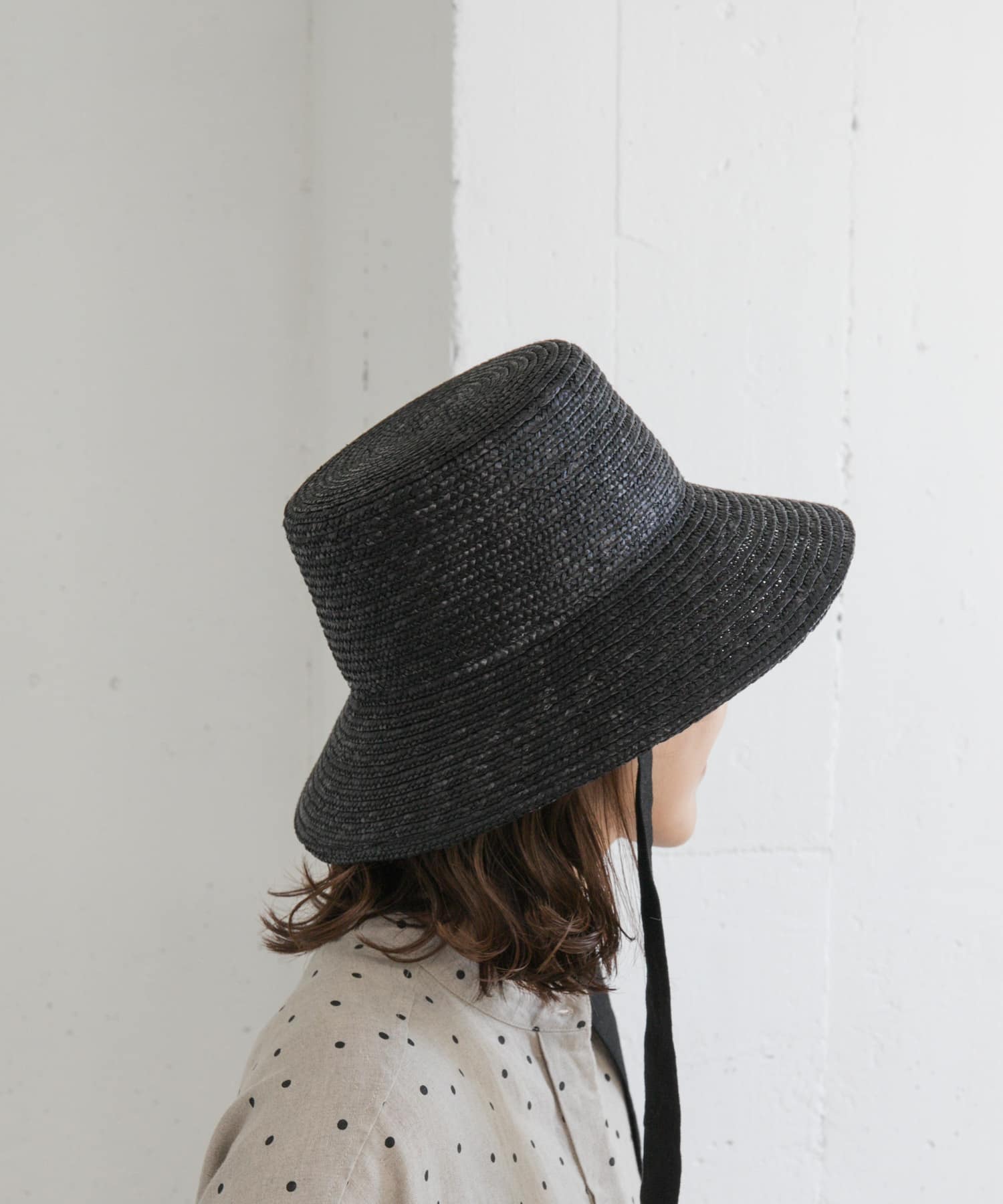 リボン麦わら帽子