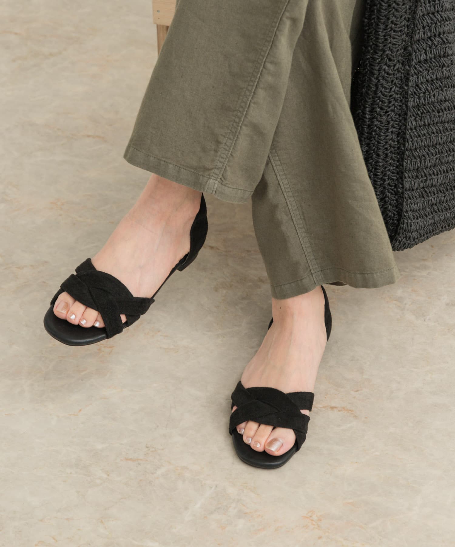 『一部WEB限定カラー』セパレートフラットサンダル BLACK 36