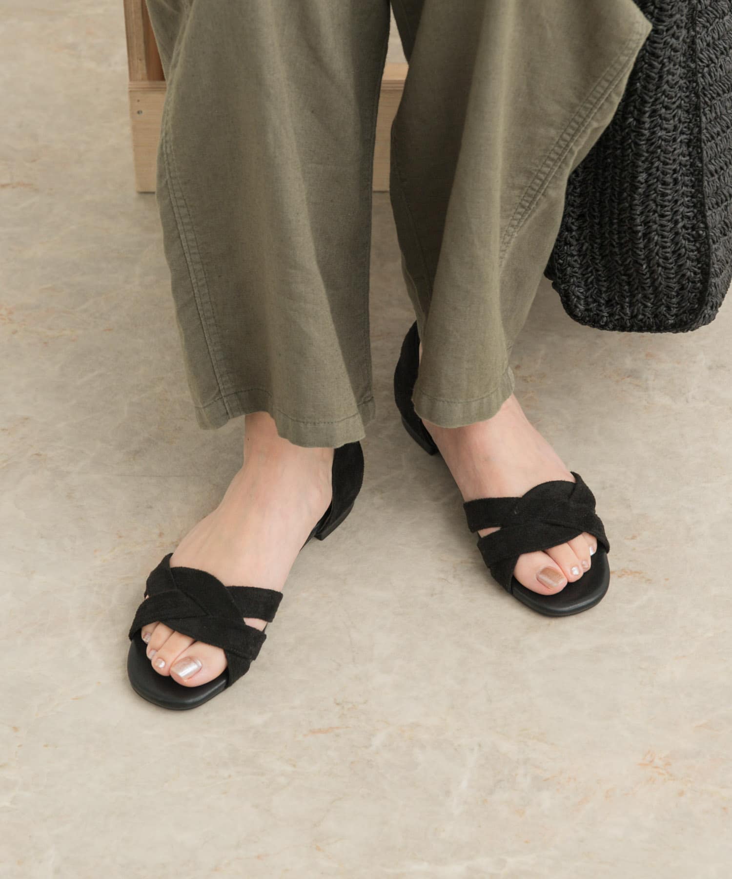 『一部WEB限定カラー』セパレートフラットサンダル BLACK 36